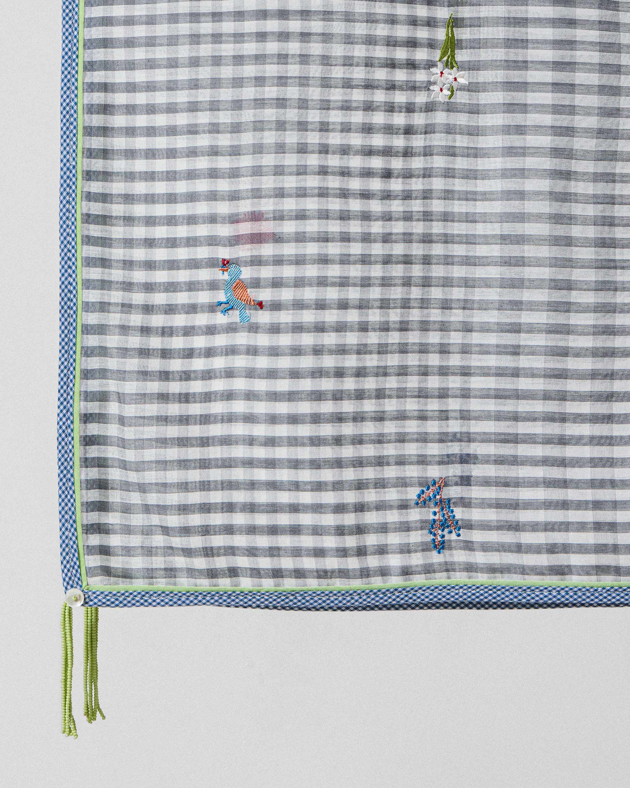 Nova Dupatta - Charcoal & Ivory Embroidered