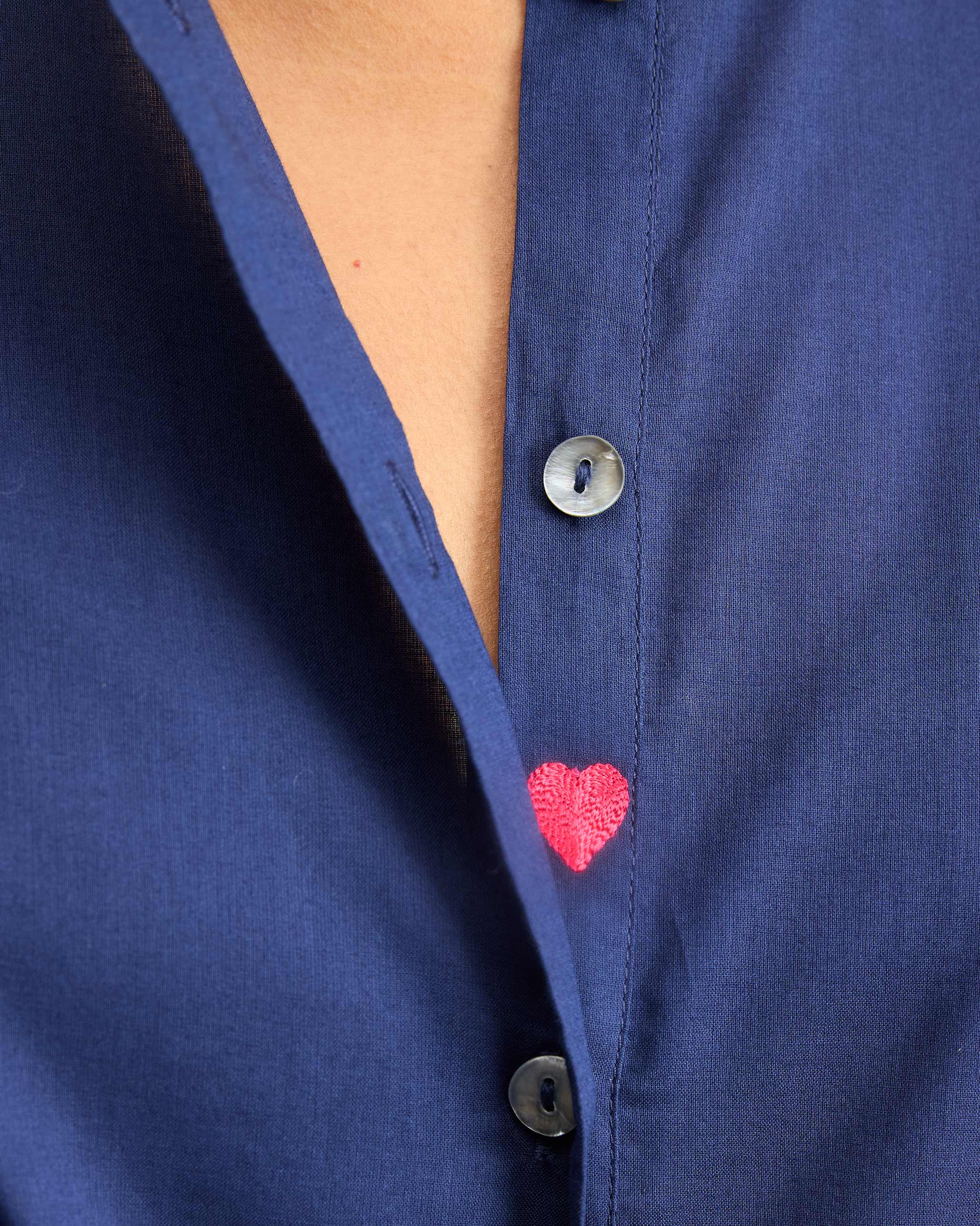 Mandarin Collar Top - Ink Blue