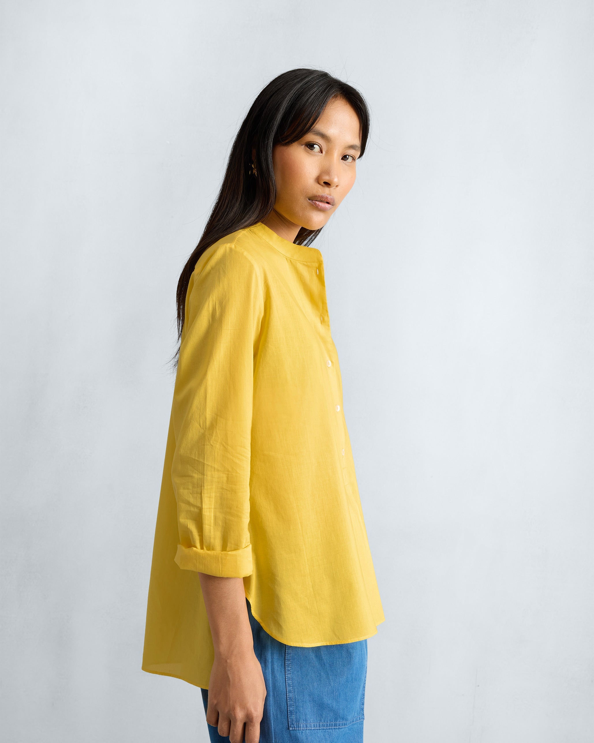 Mandarin Collar Top - Yellow