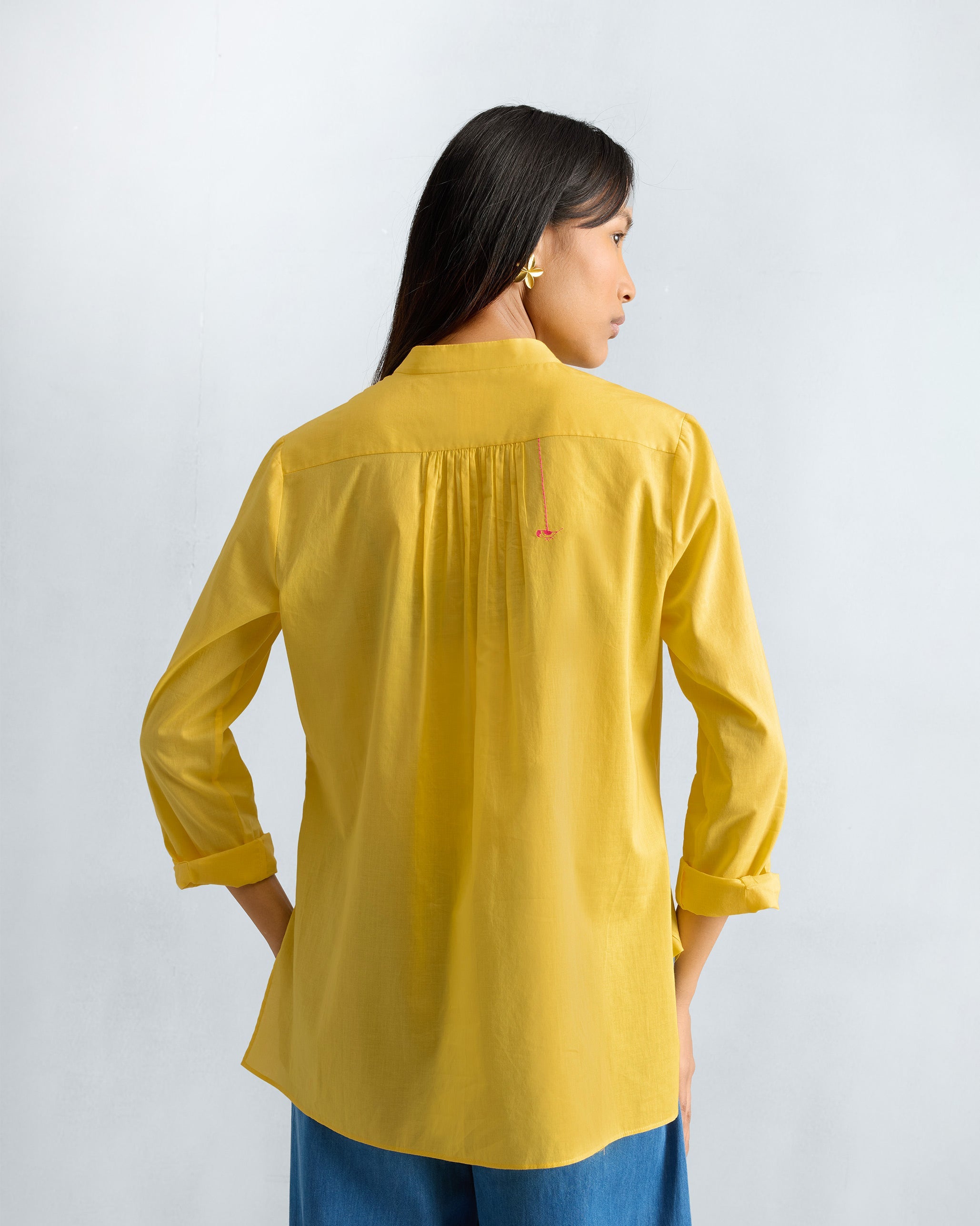 Mandarin Collar Top - Yellow