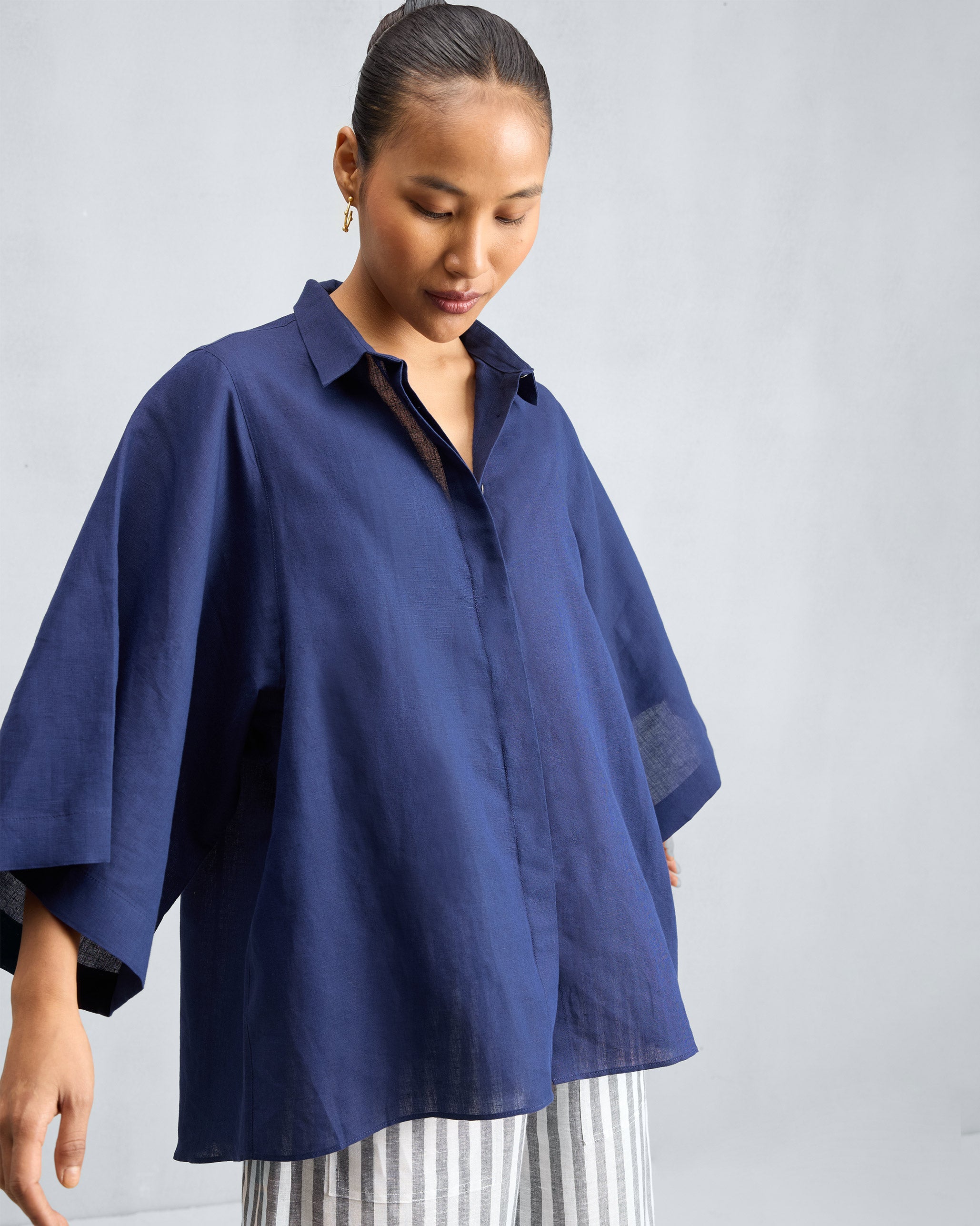 Drop Armhole Shirt - Ink Blue