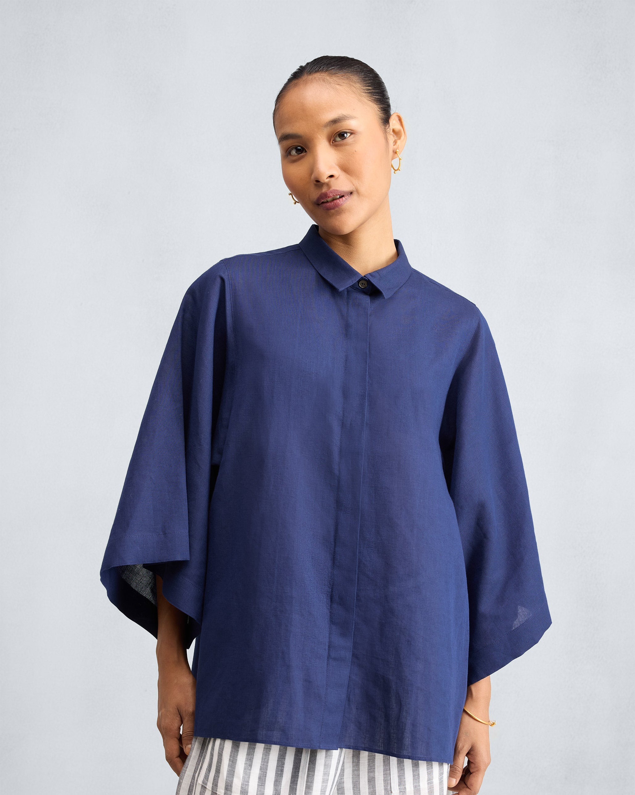 Drop Armhole Shirt - Ink Blue