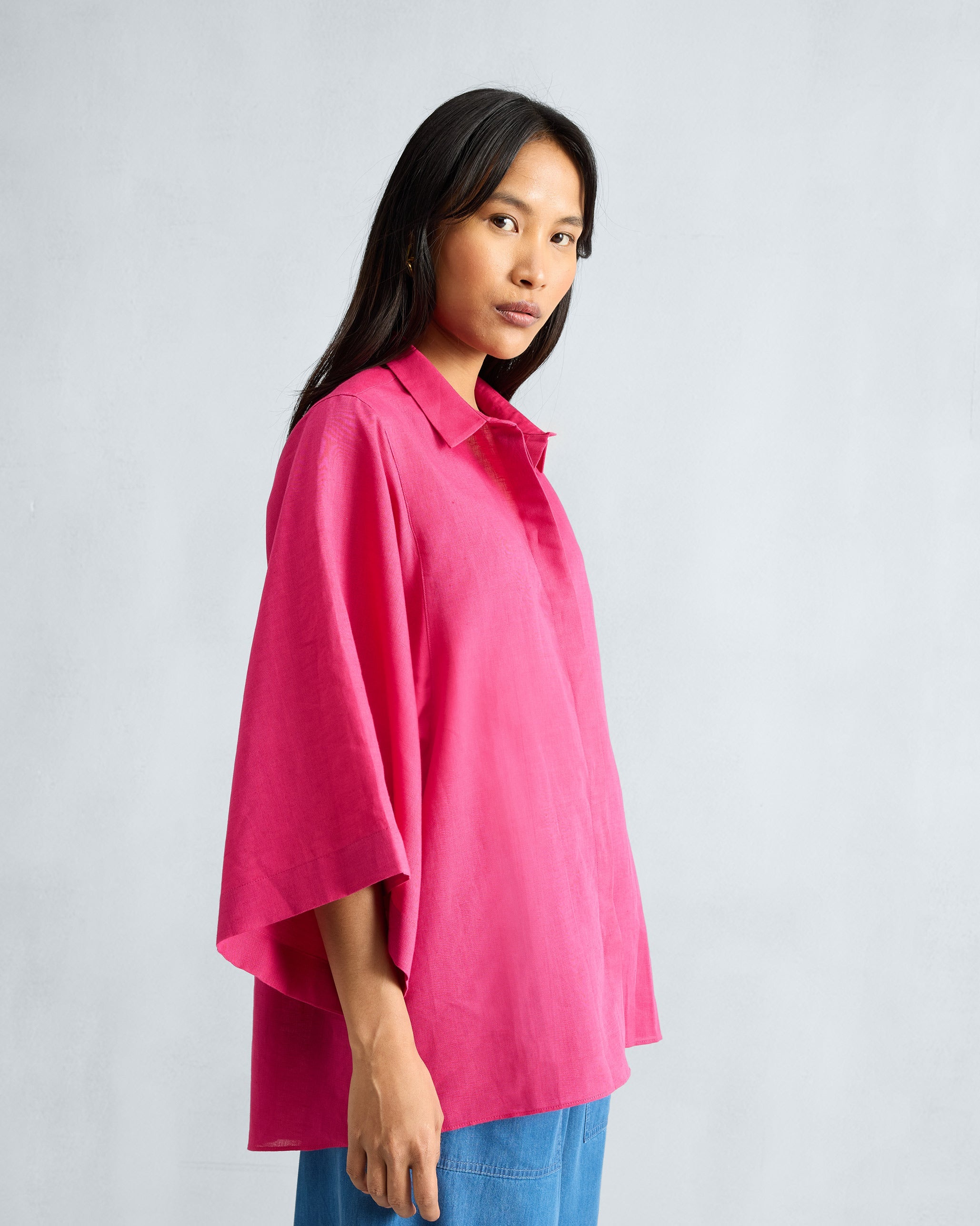 Drop Armhole Shirt - Fuchsia