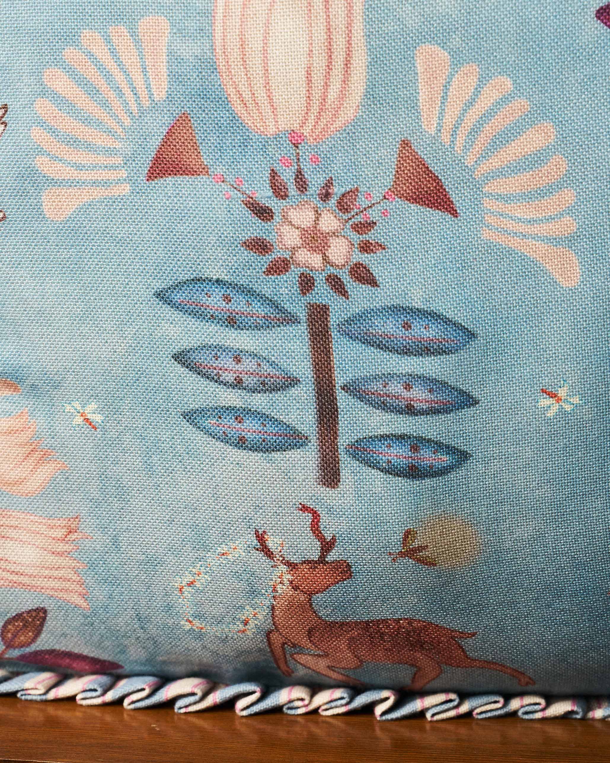 Deer Dance Cushion Cover - Blue