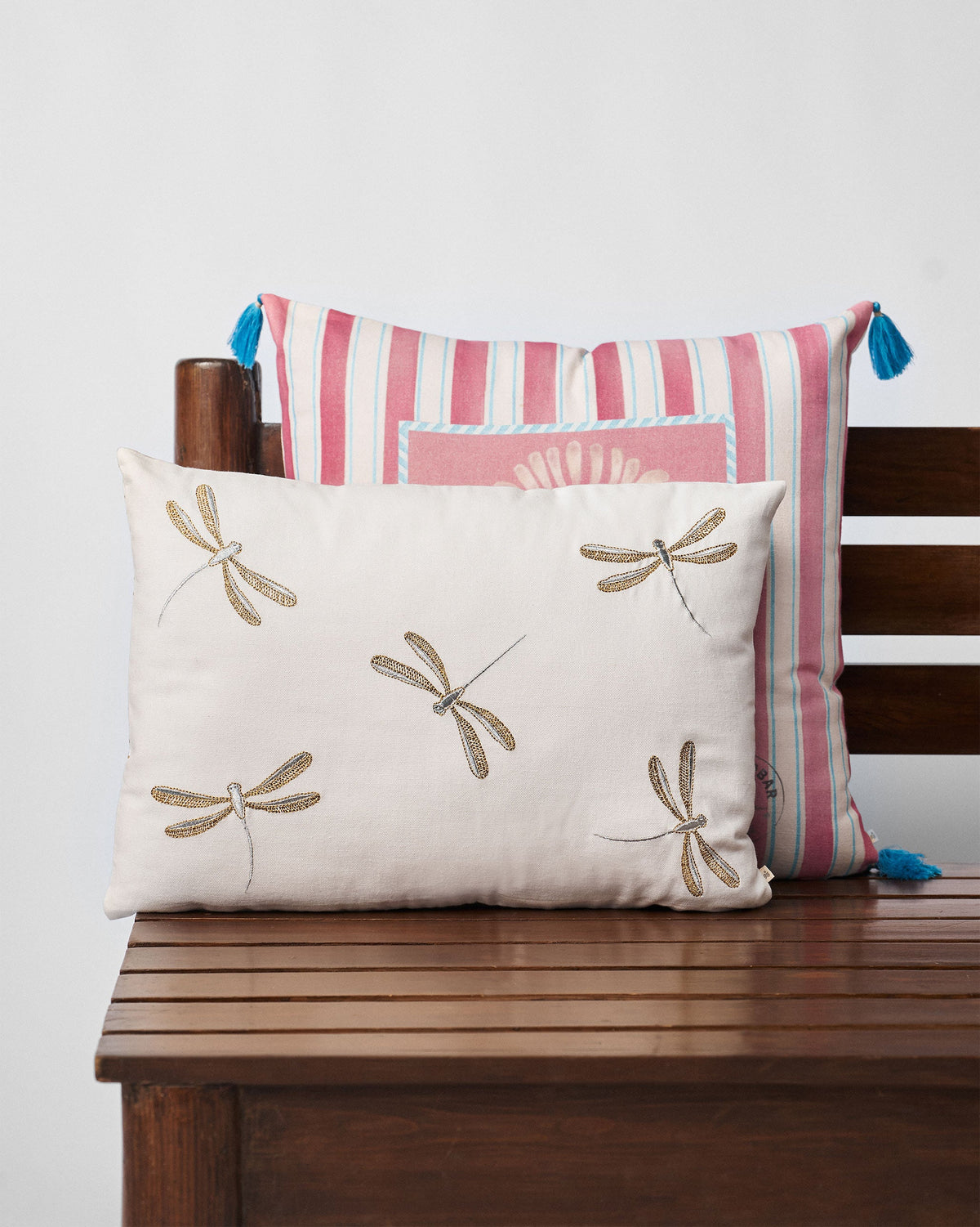 Dragonfly Embroidered Cushion Cover