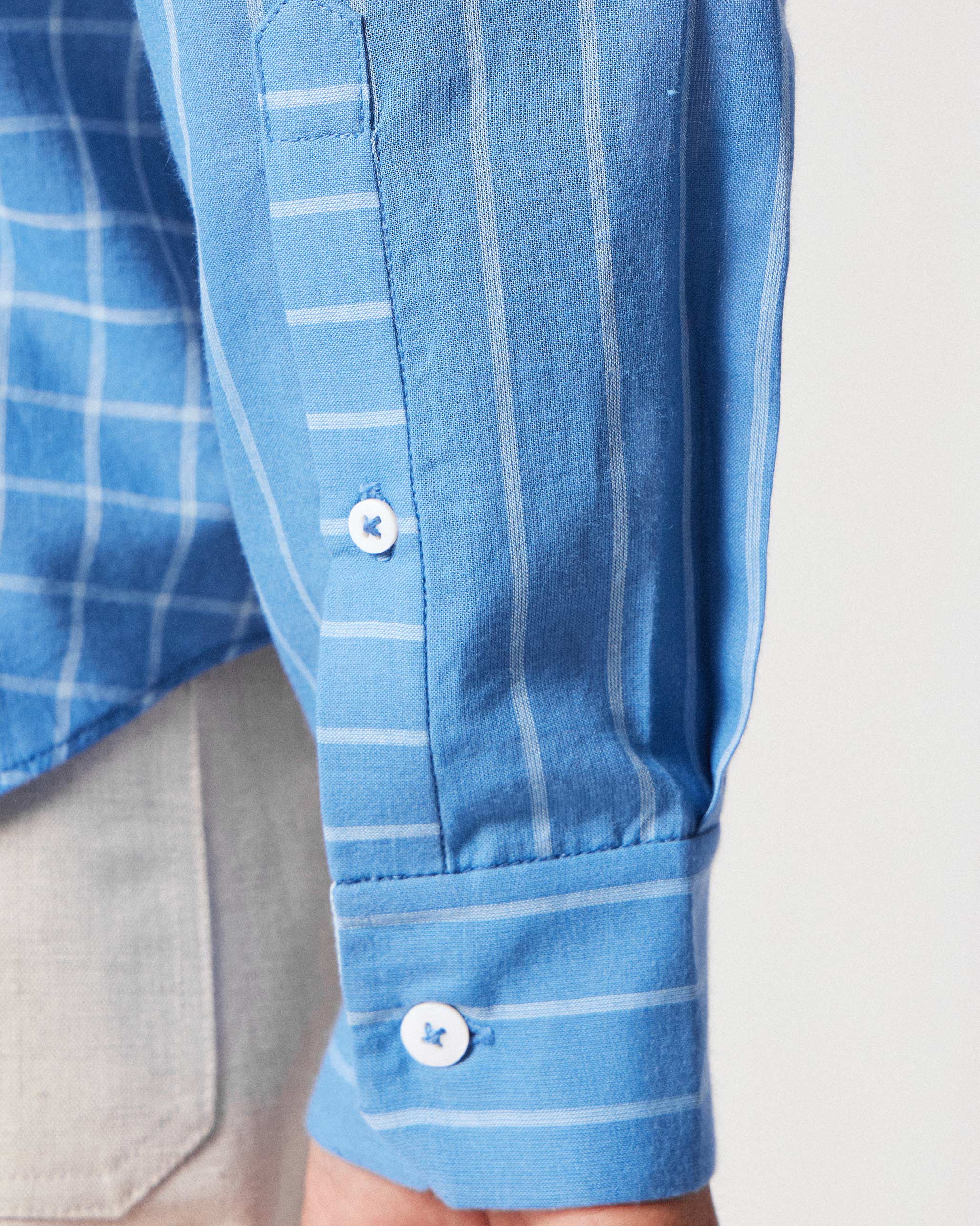 Bias Placket Shirt - Riverside Blue Checks