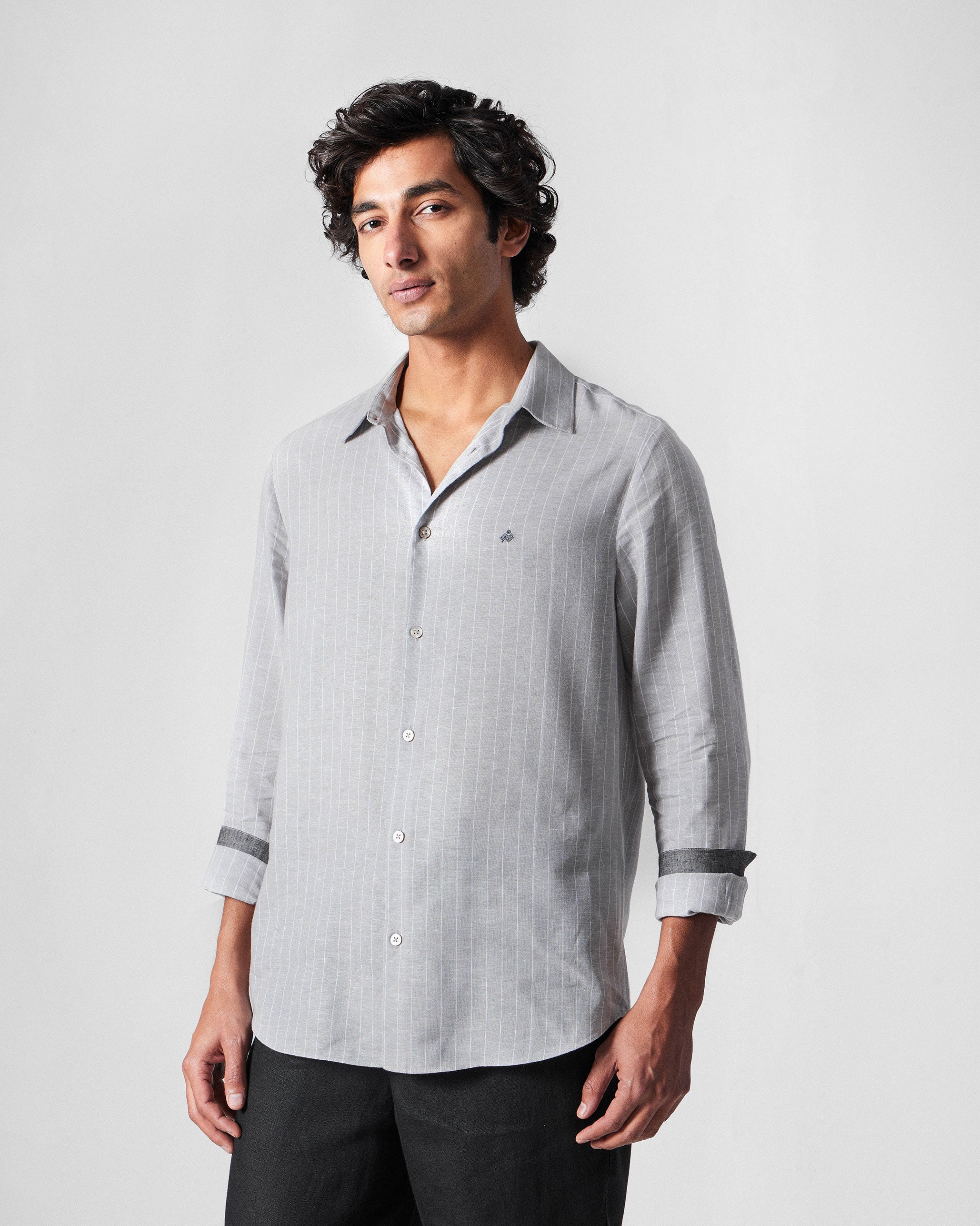 Silas Shirt - Charcoal Stripes