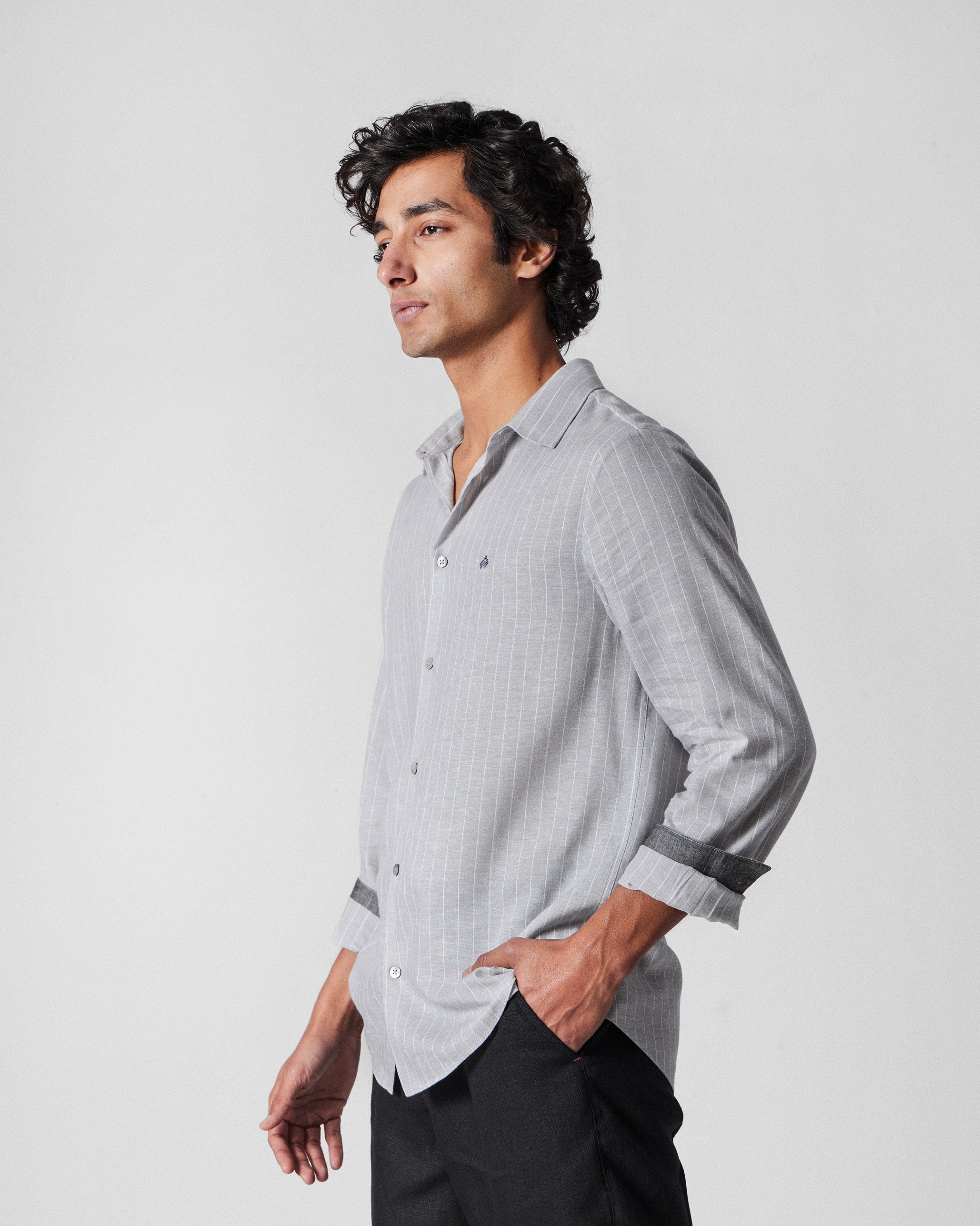 Silas Shirt - Charcoal Stripes