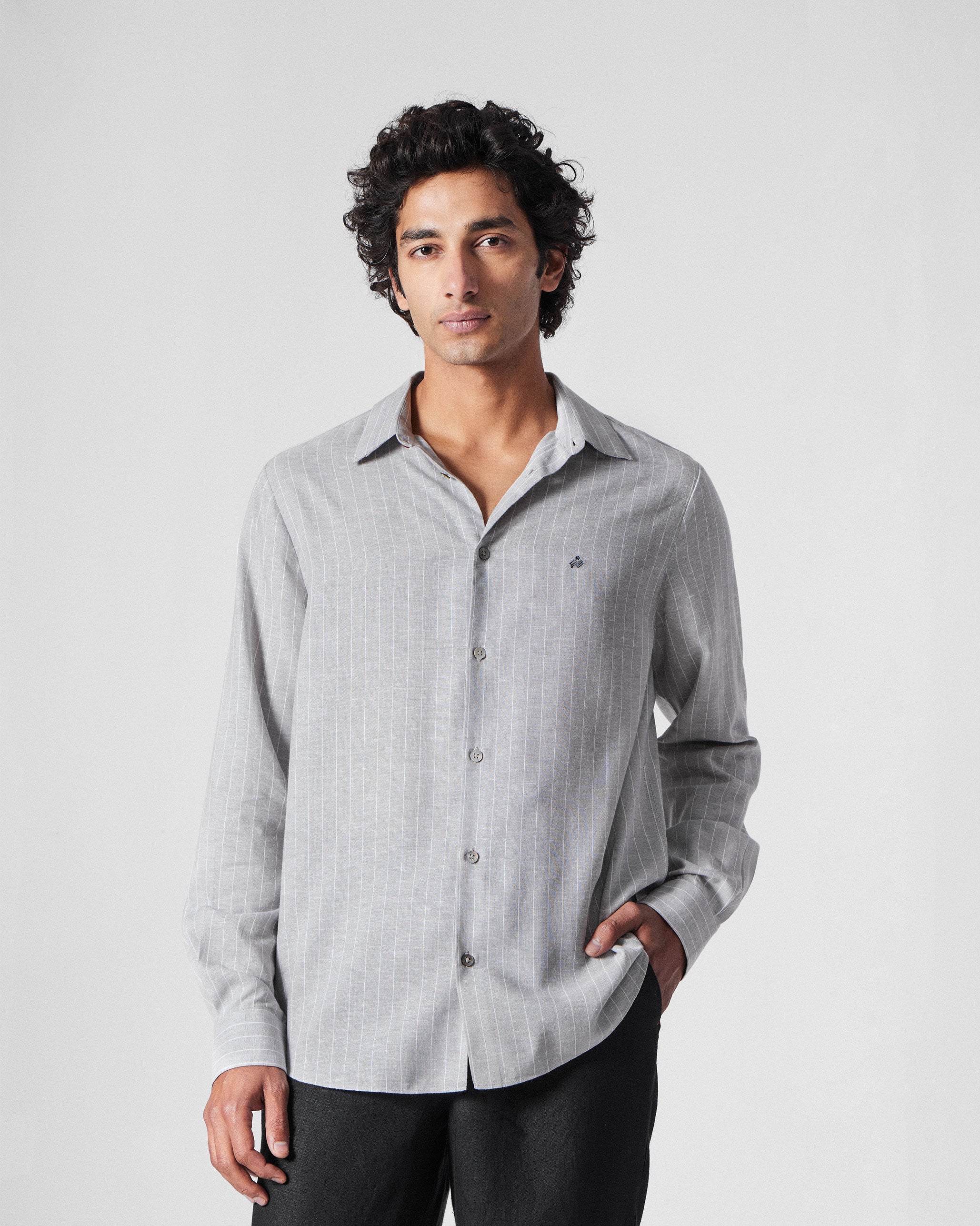 Silas Shirt - Charcoal Stripes