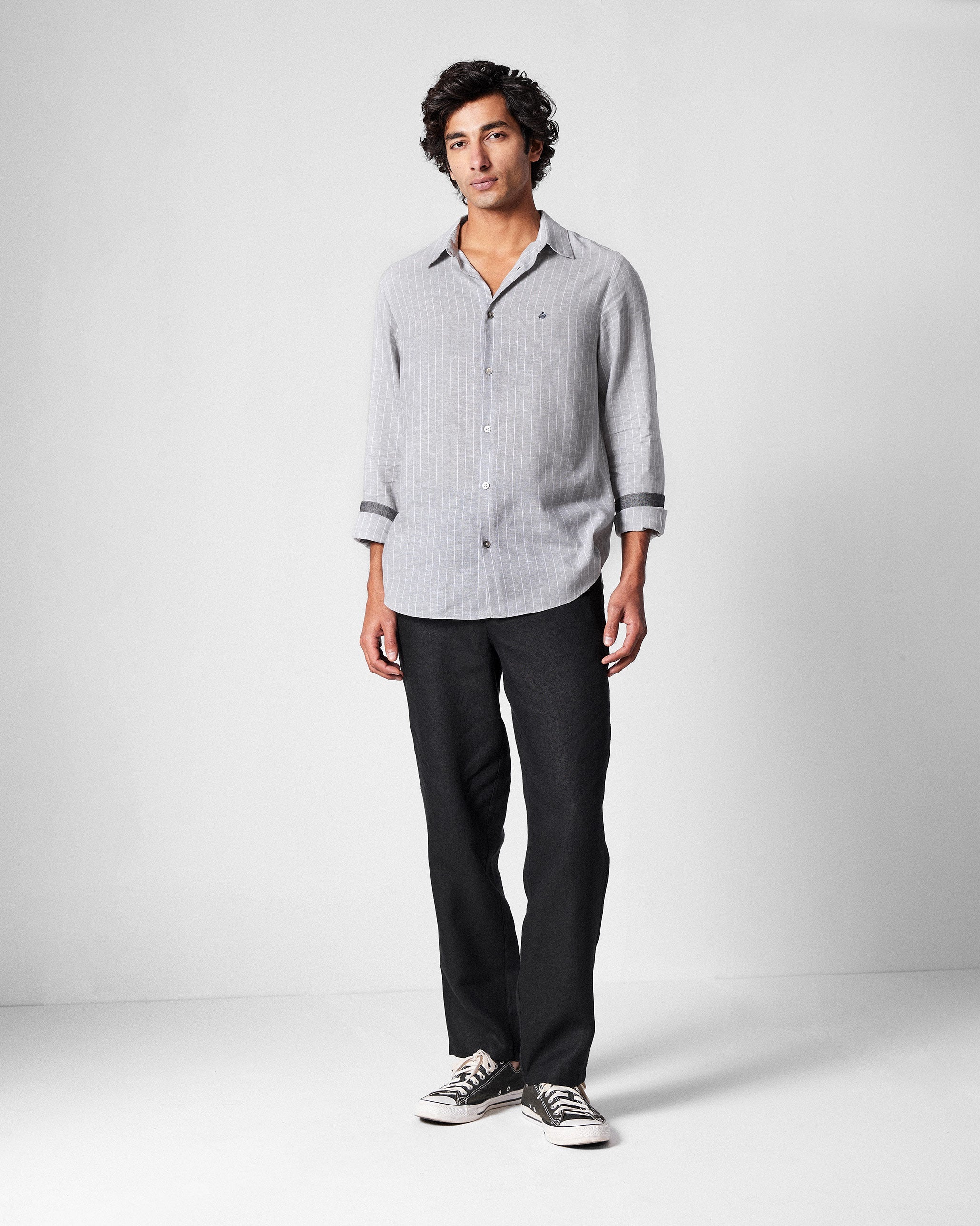 Silas Shirt - Charcoal Stripes