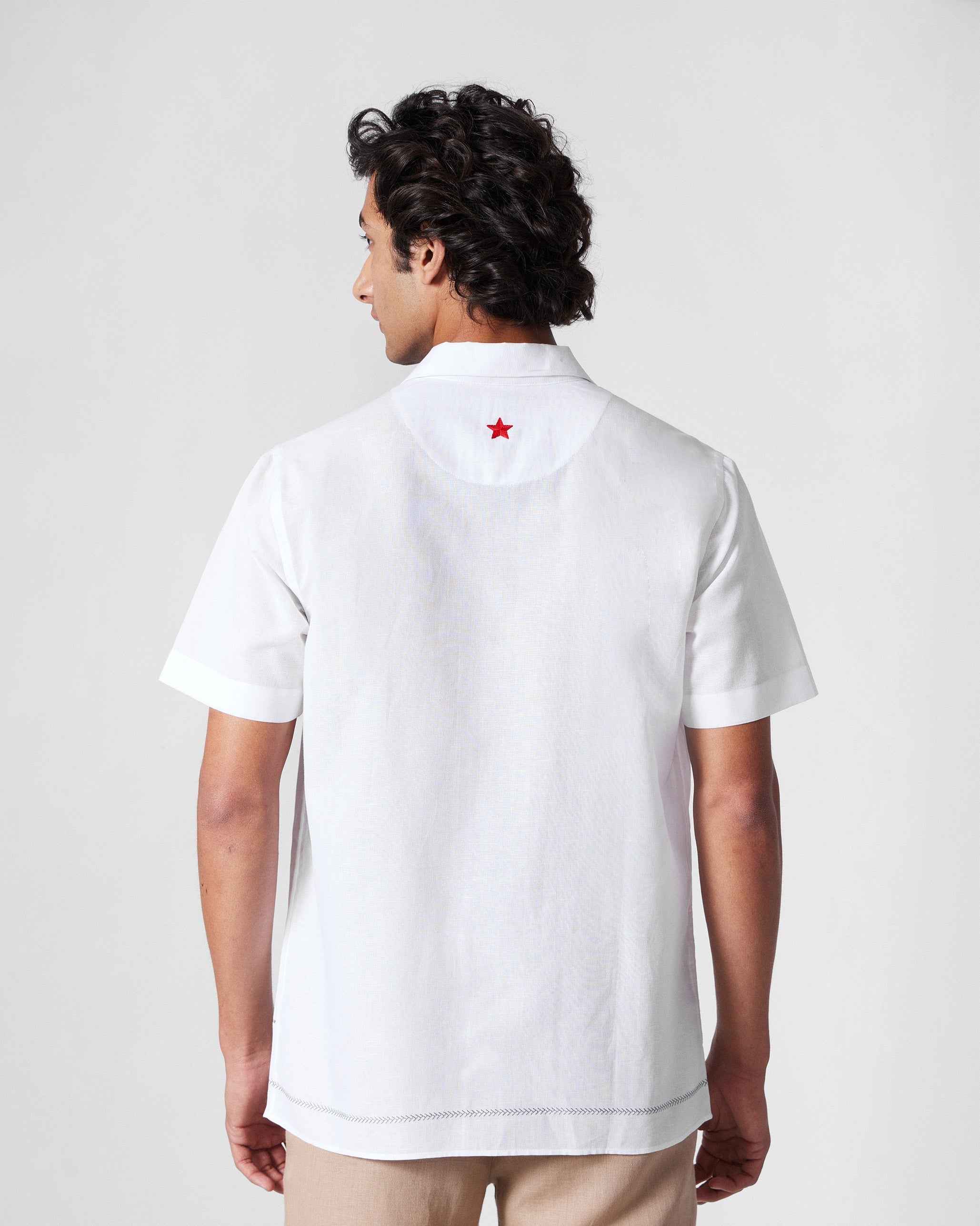 Delta Shirt - White Embroidered
