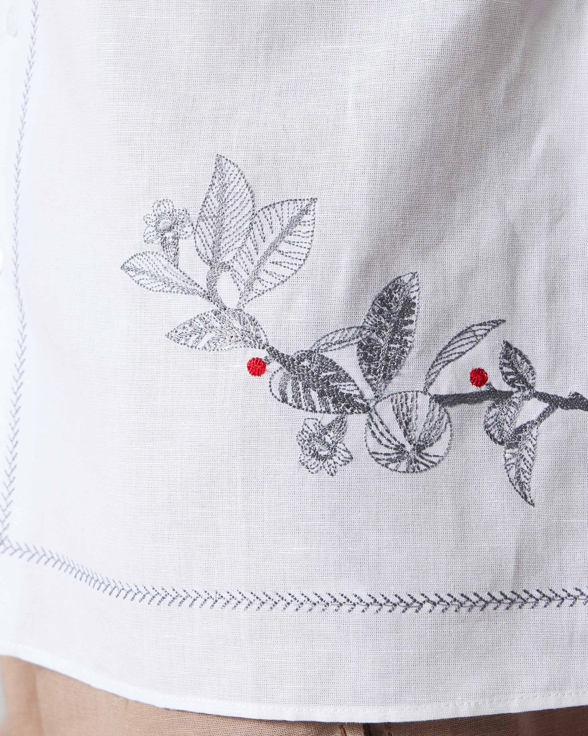 Delta Shirt - White Embroidered