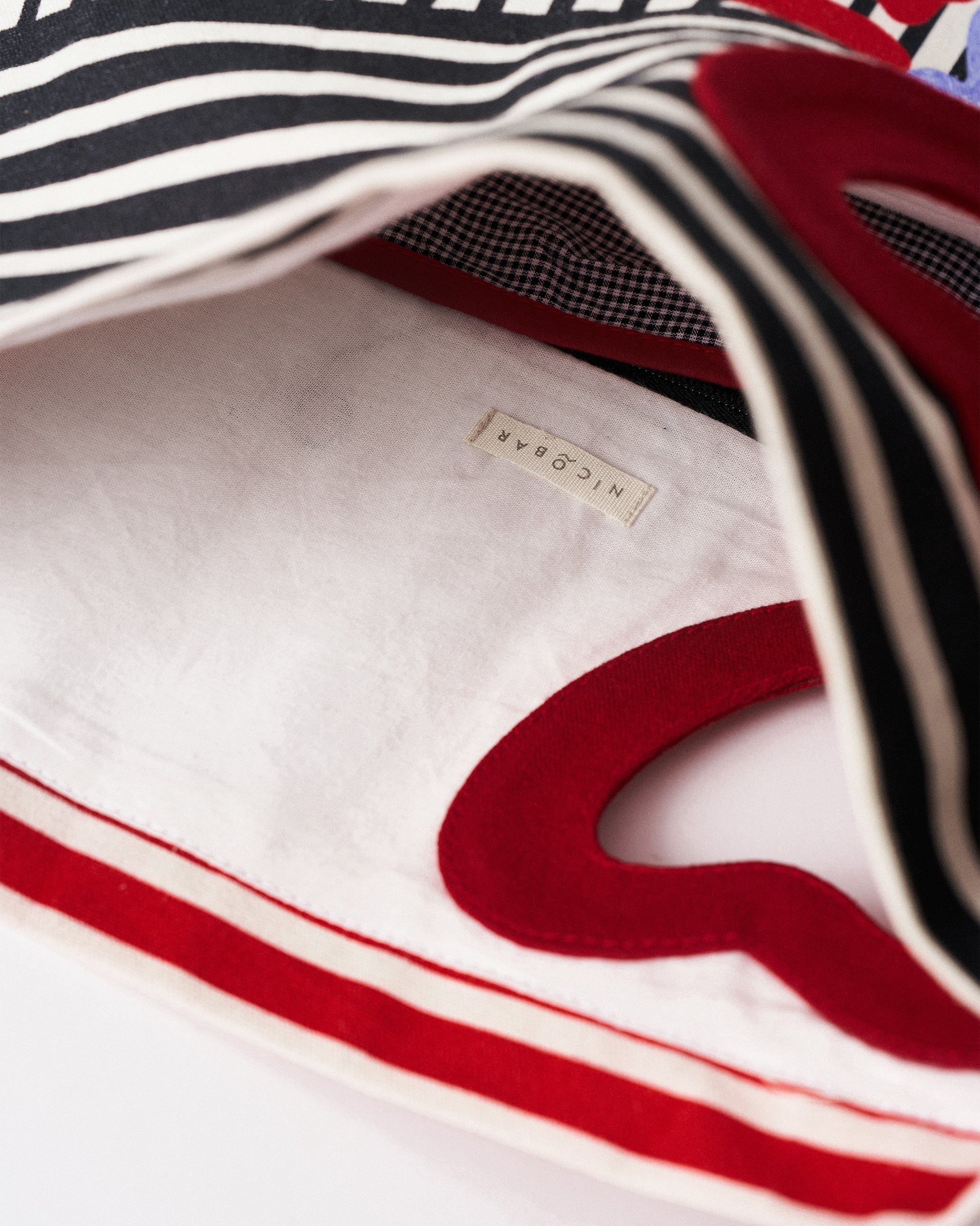 Heart Asymmetrical Tote - Black & White Stripes