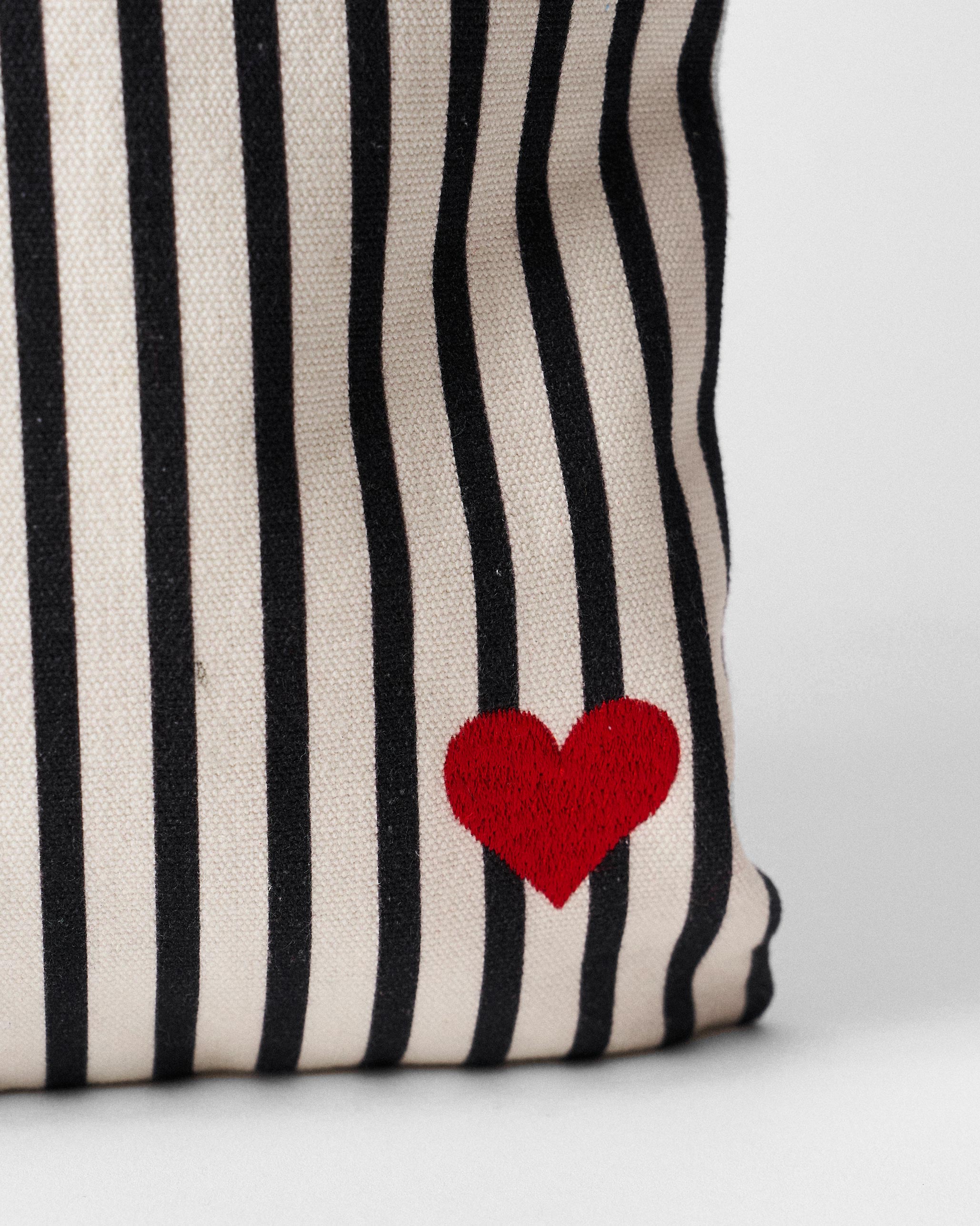 Heart Asymmetrical Tote - Black & White Stripes