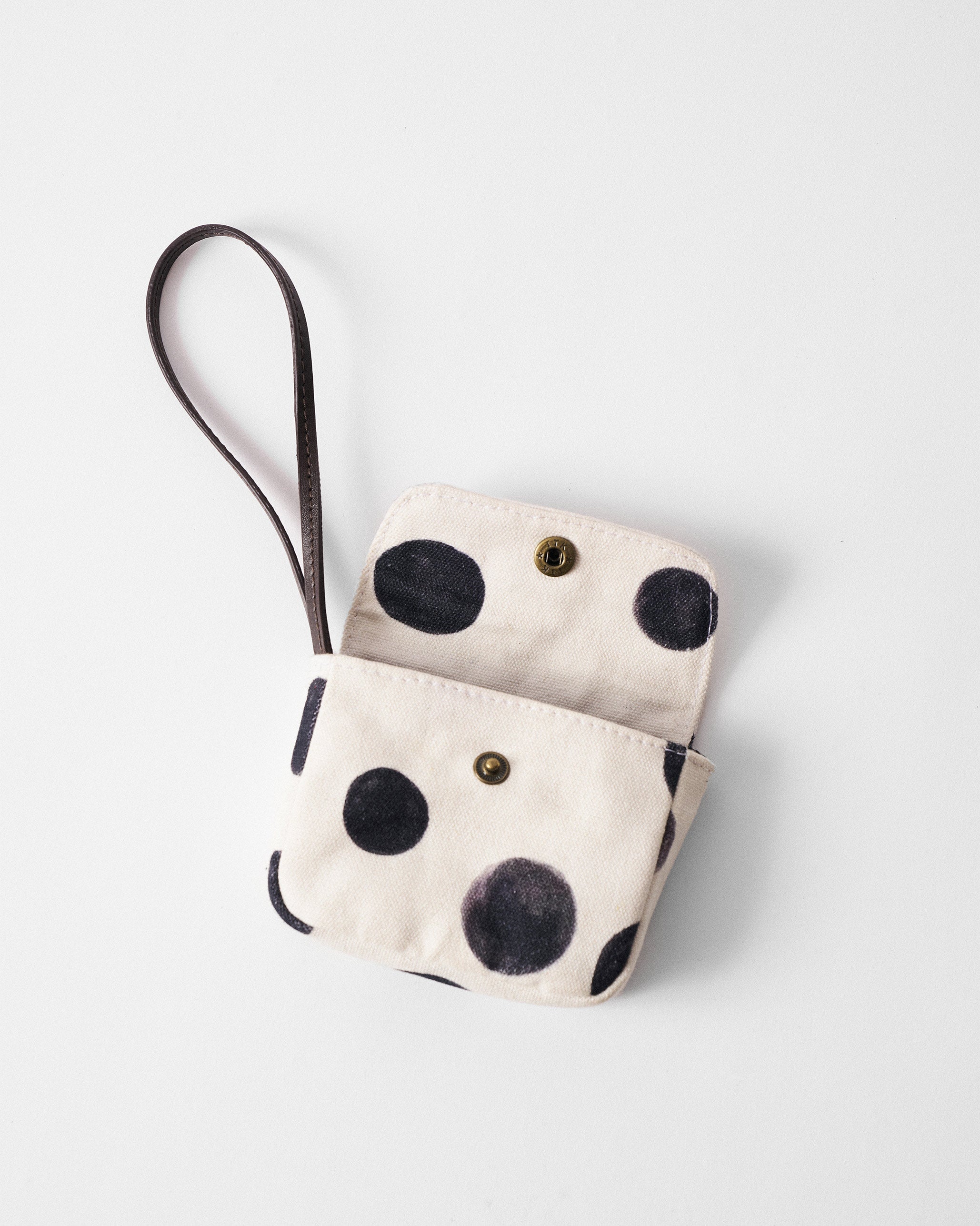 Polka Coin Pouch - Charcoal & Ivory