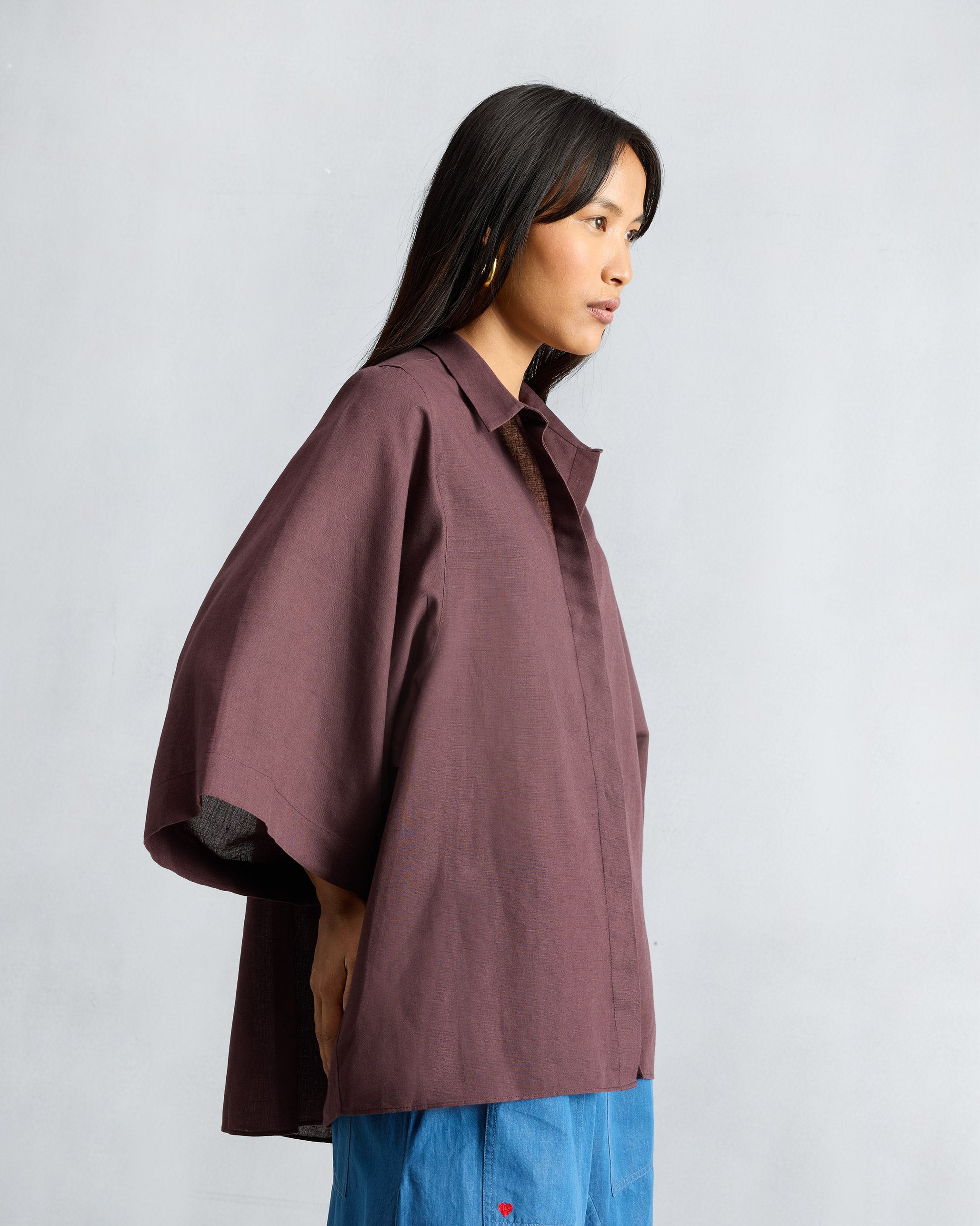 Drop Armhole Shirt - Chocolate Plum