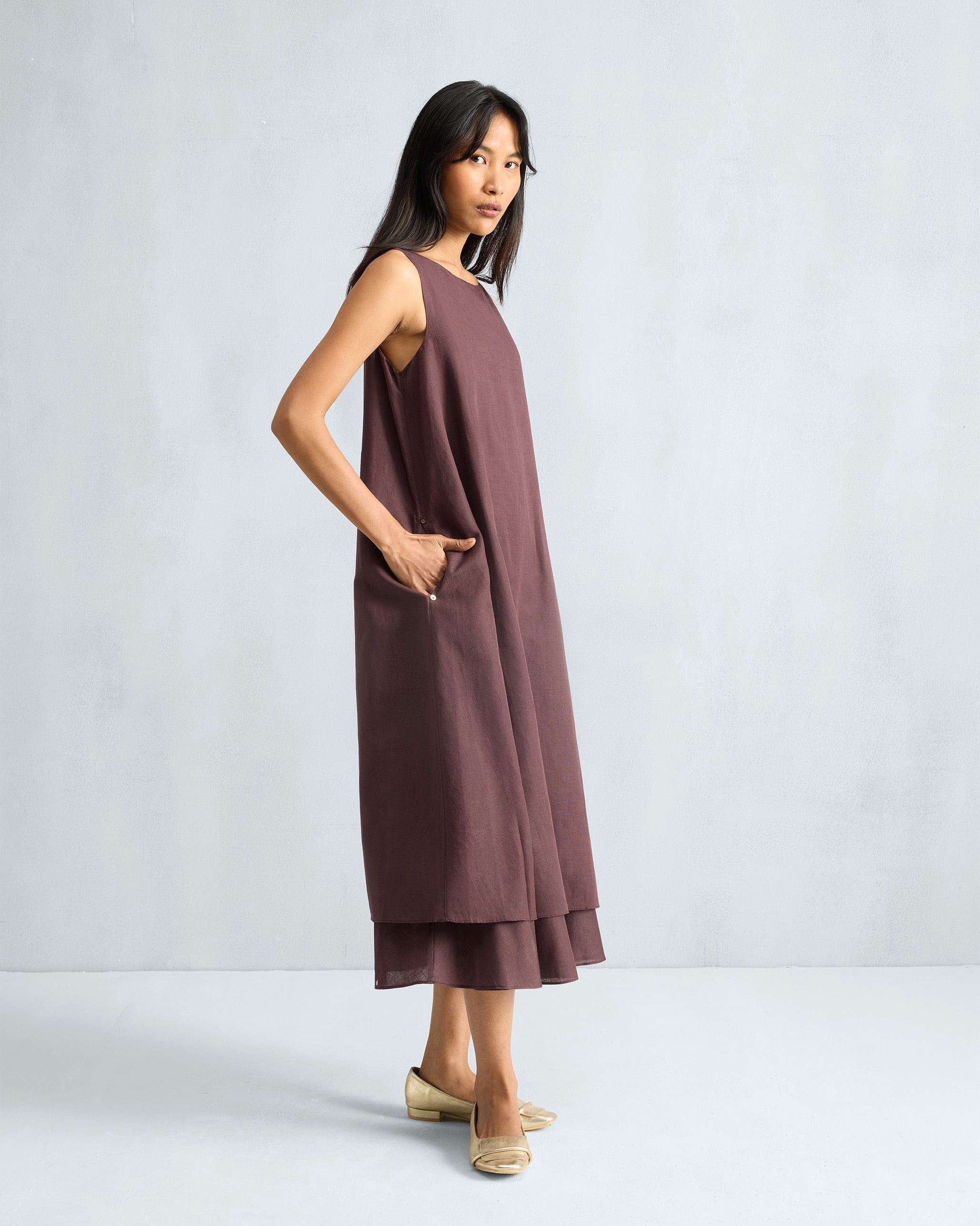 Double Layer Dress - Chocolate Plum