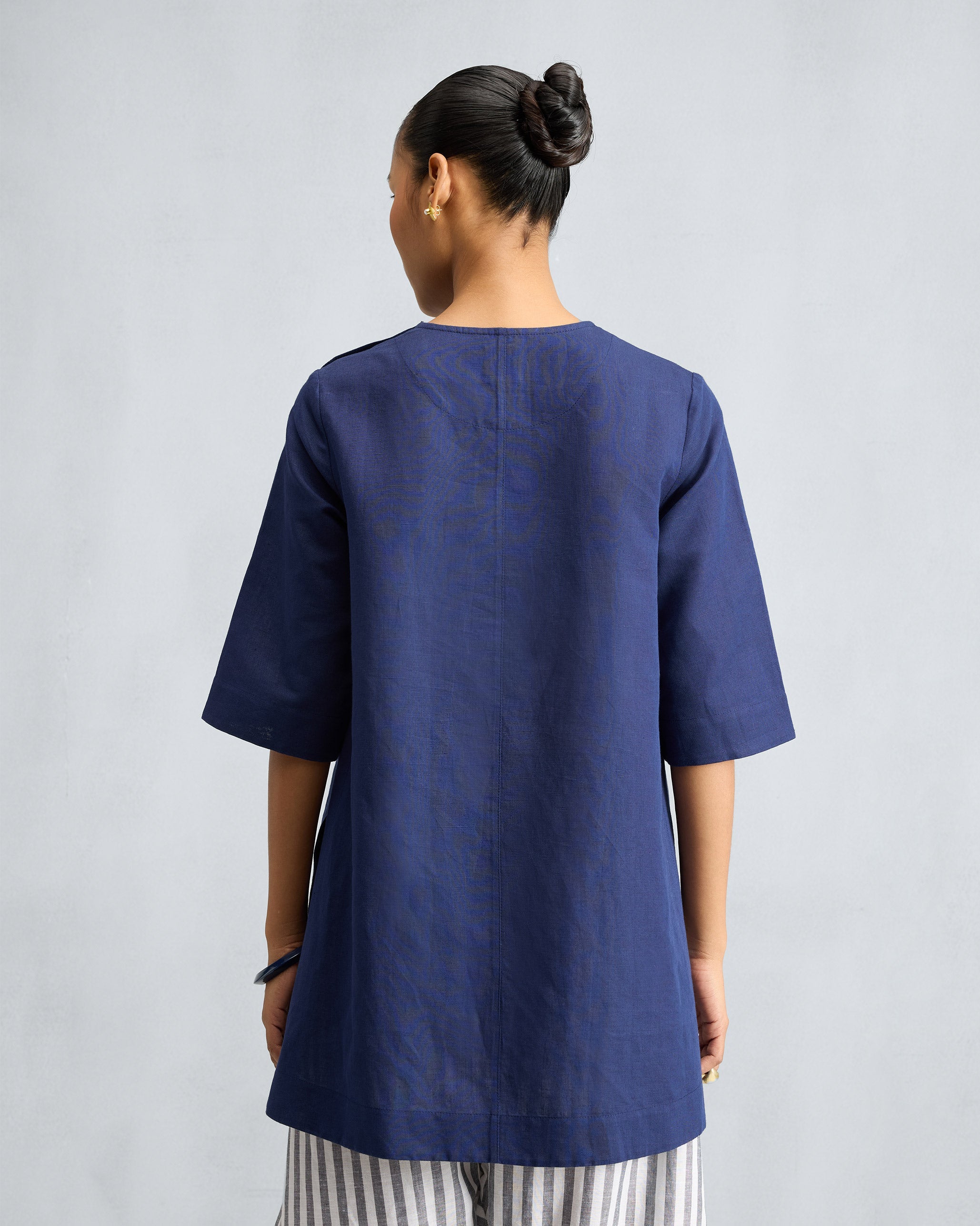 High Slit Top - Ink Blue