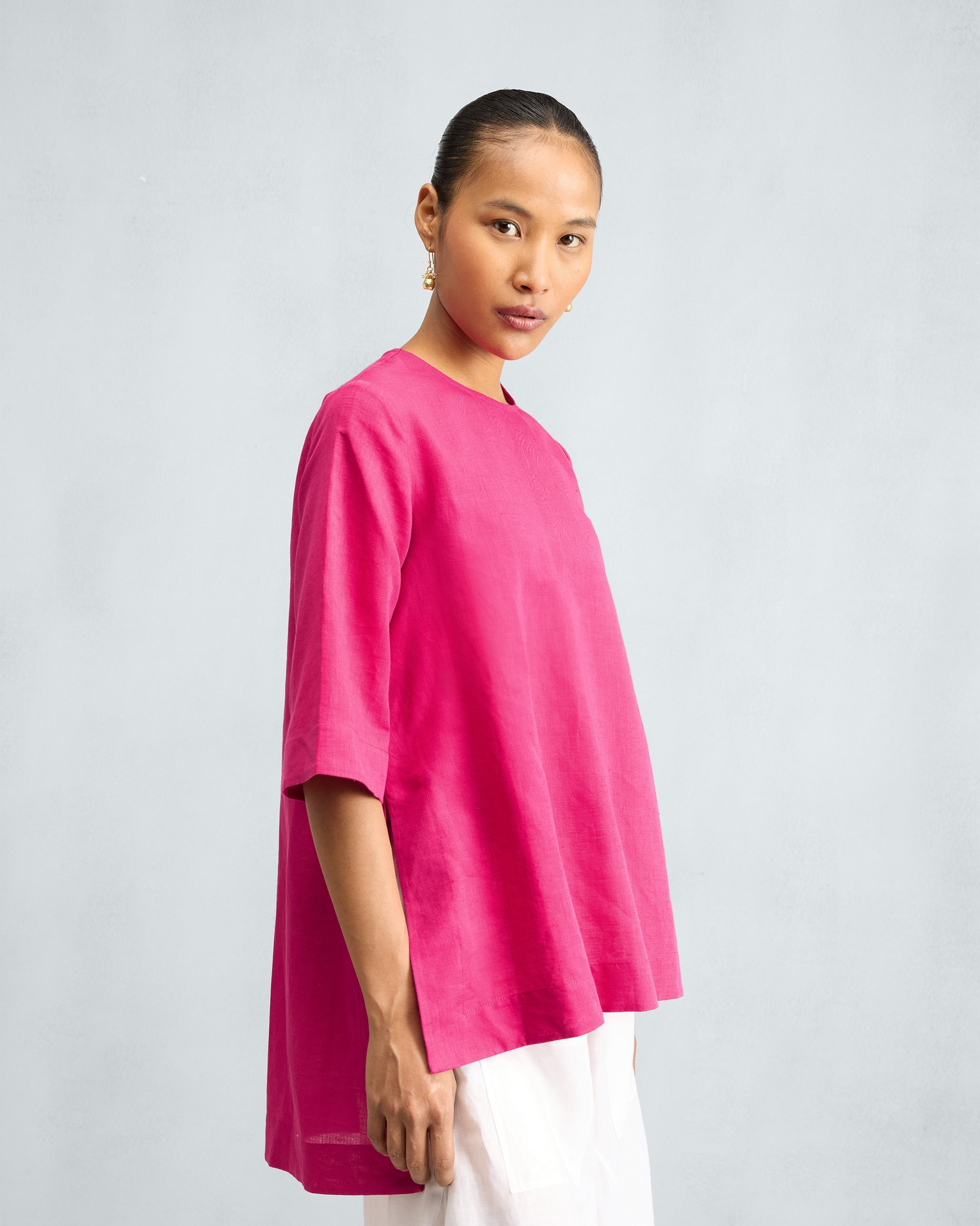 High Slit Top - Fuchsia