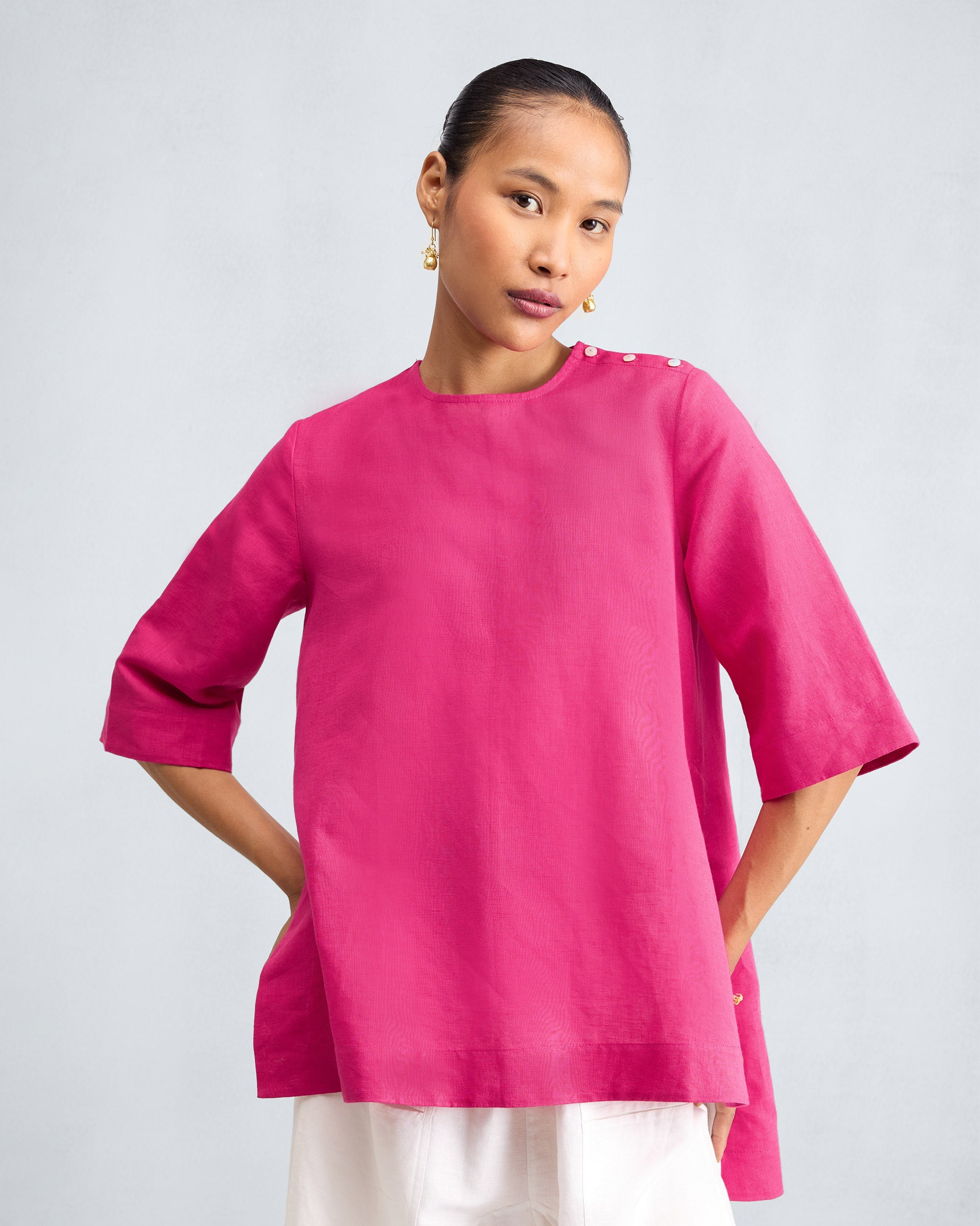 High Slit Top - Fuchsia