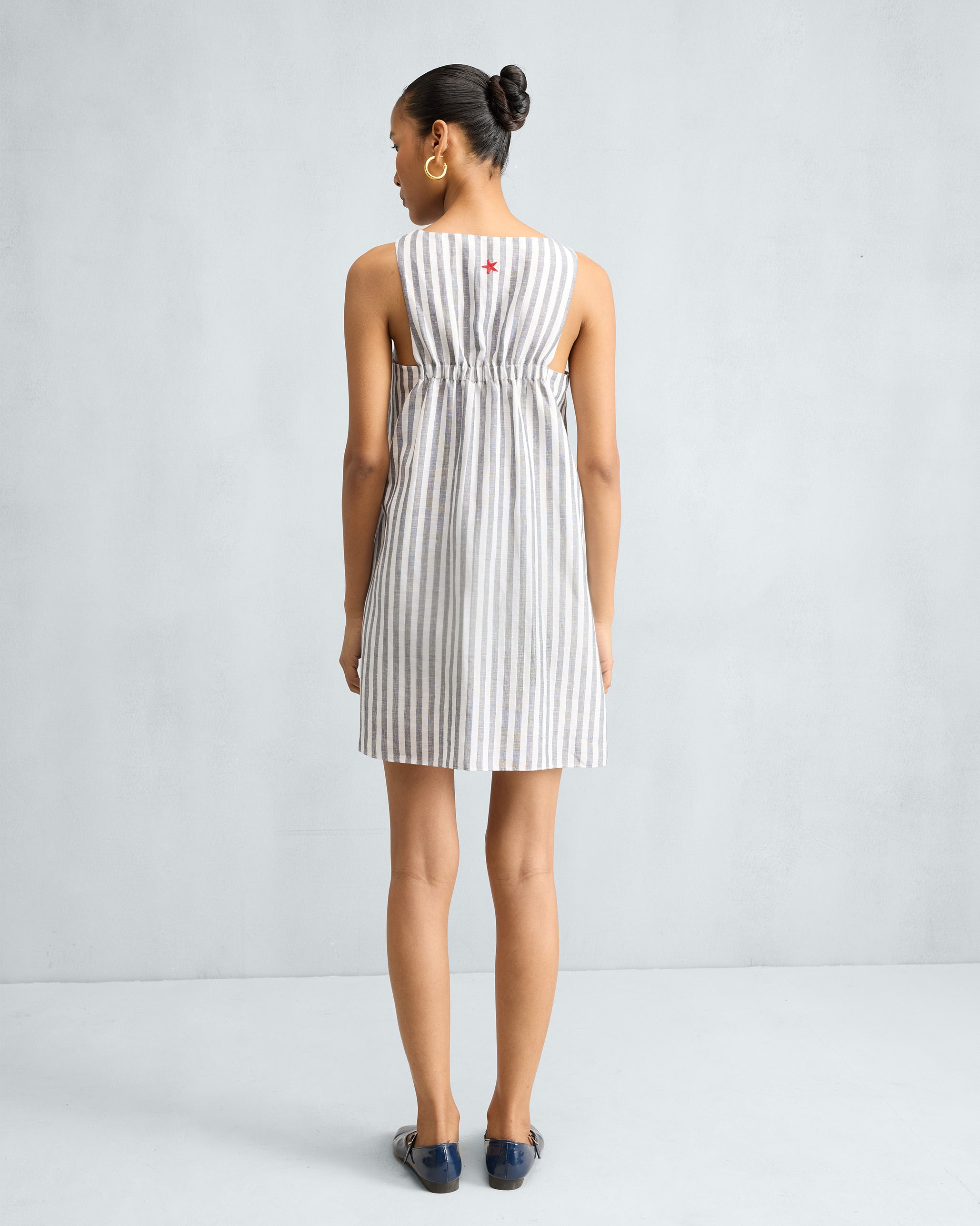 Short Racerback Dress - Charcoal & White Stripes