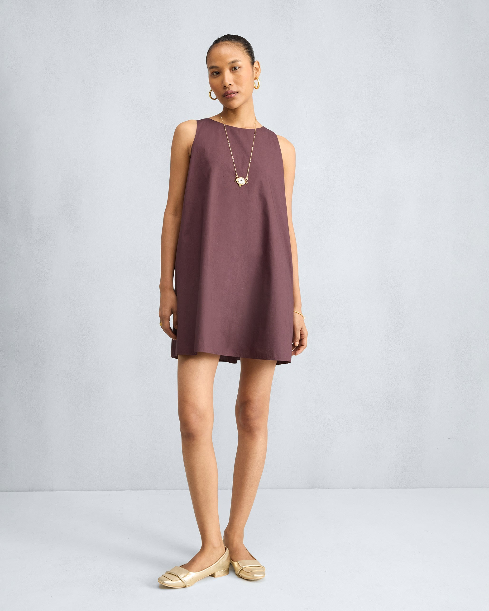 Short Racerback Dress - Chocolate Plum