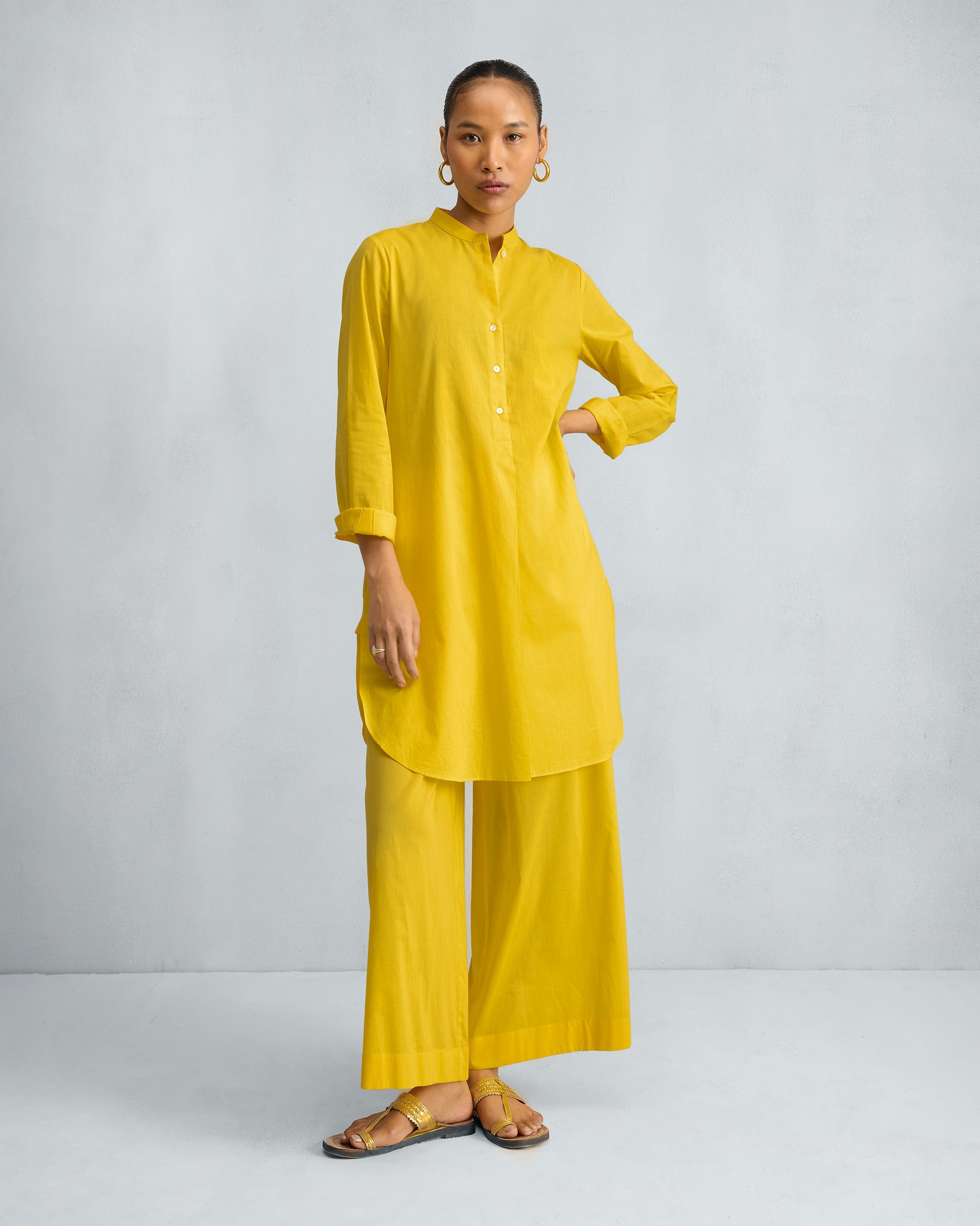 Basic Mid Length Kurta - Yellow