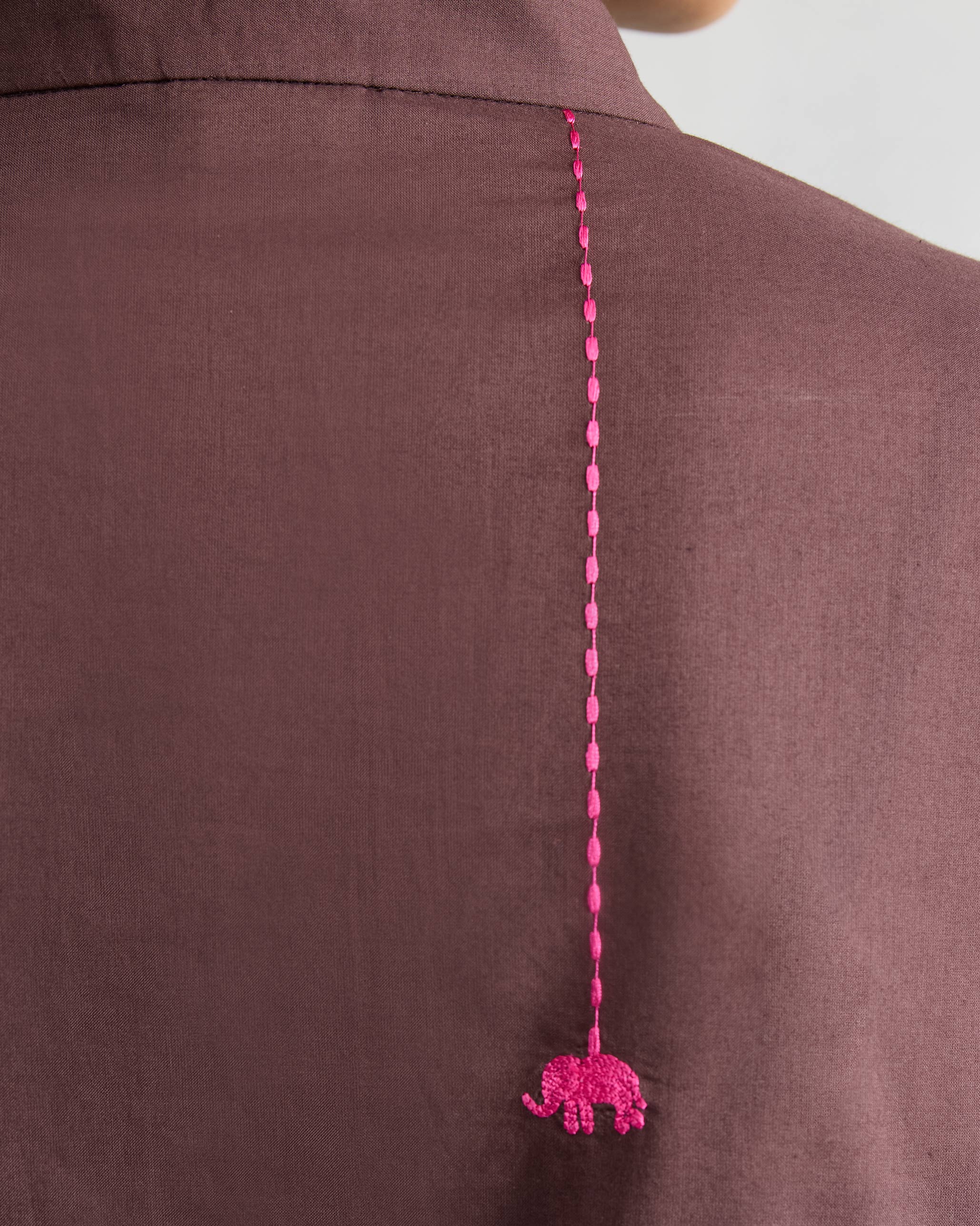 Basic Mid Length Kurta - Chocolate Plum