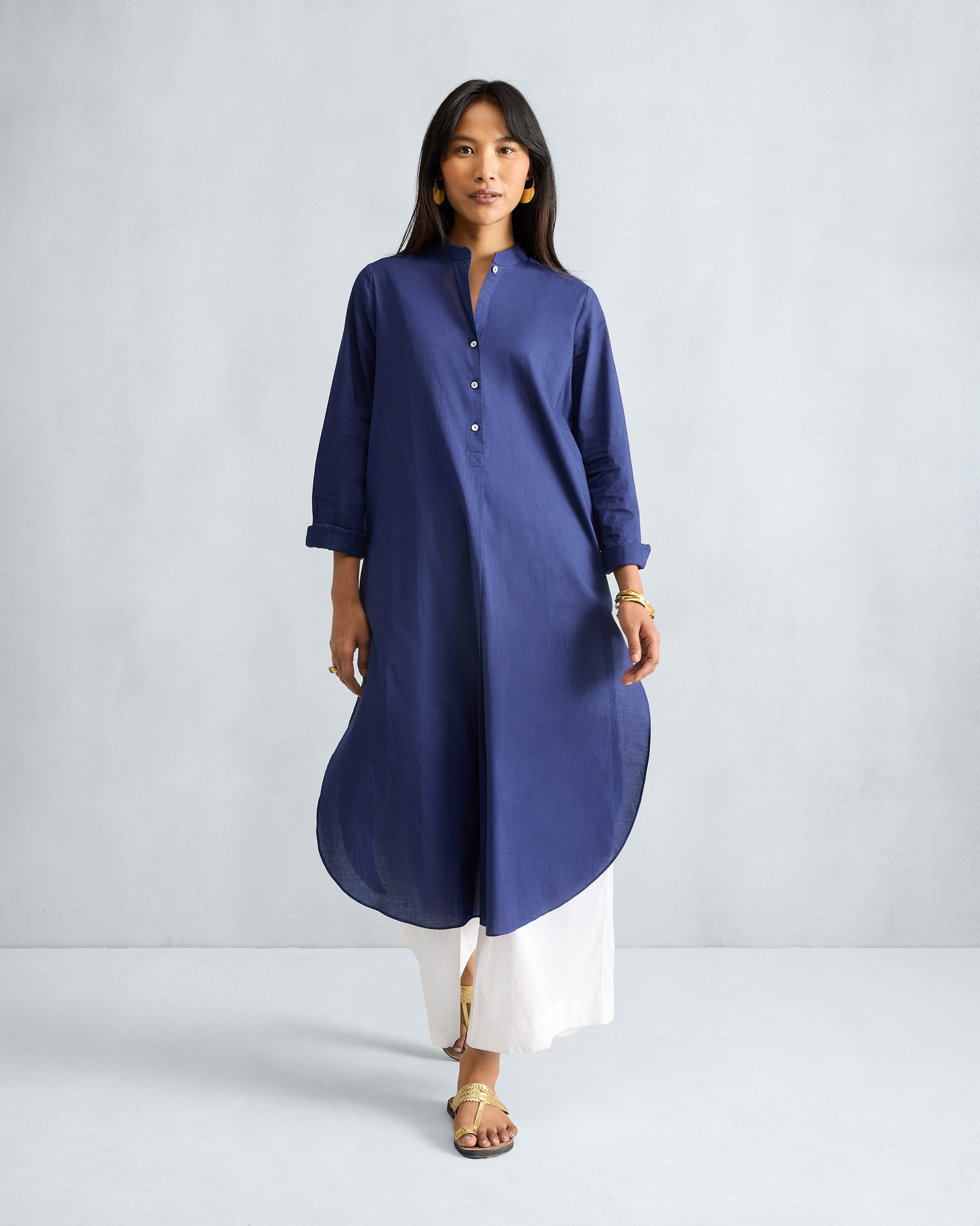 Basic Long Kurta - Ink Blue