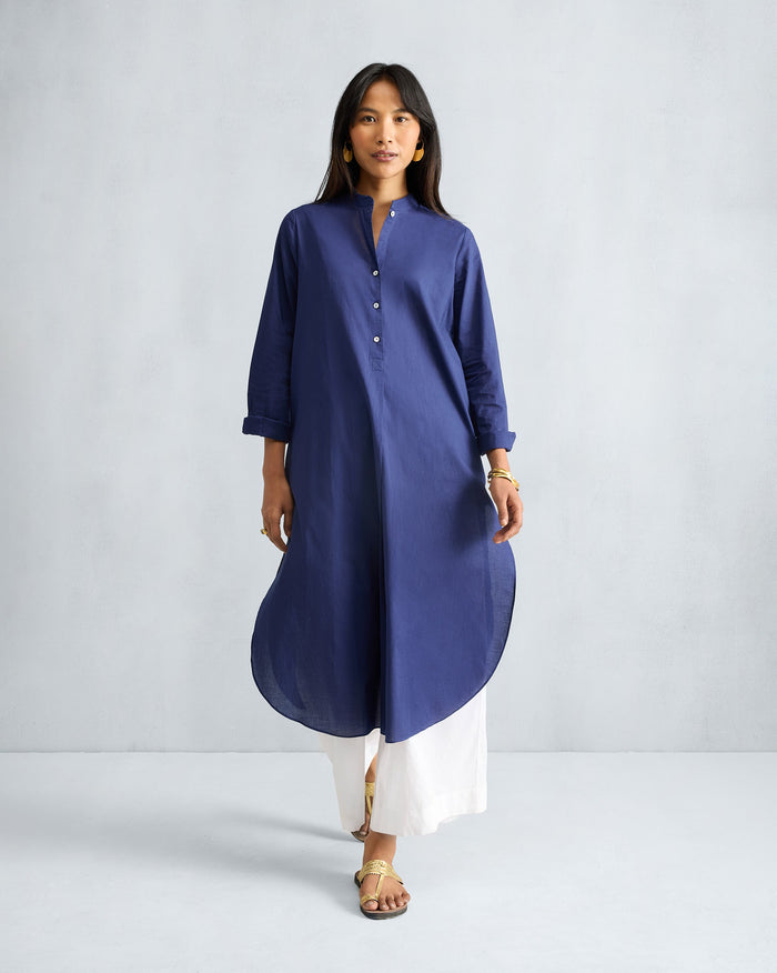 Basic Long Kurta - Ink Blue