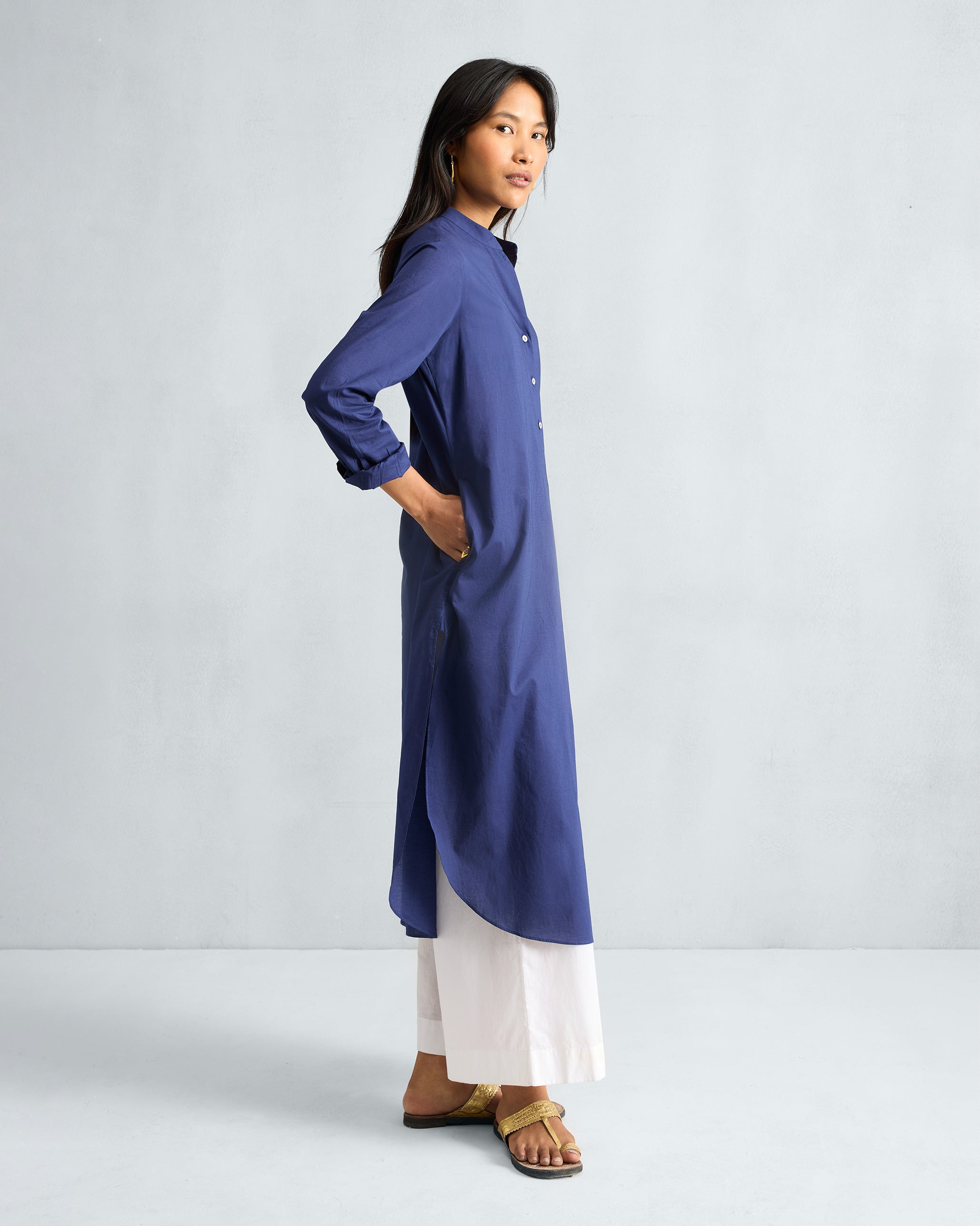 Basic Long Kurta - Ink Blue