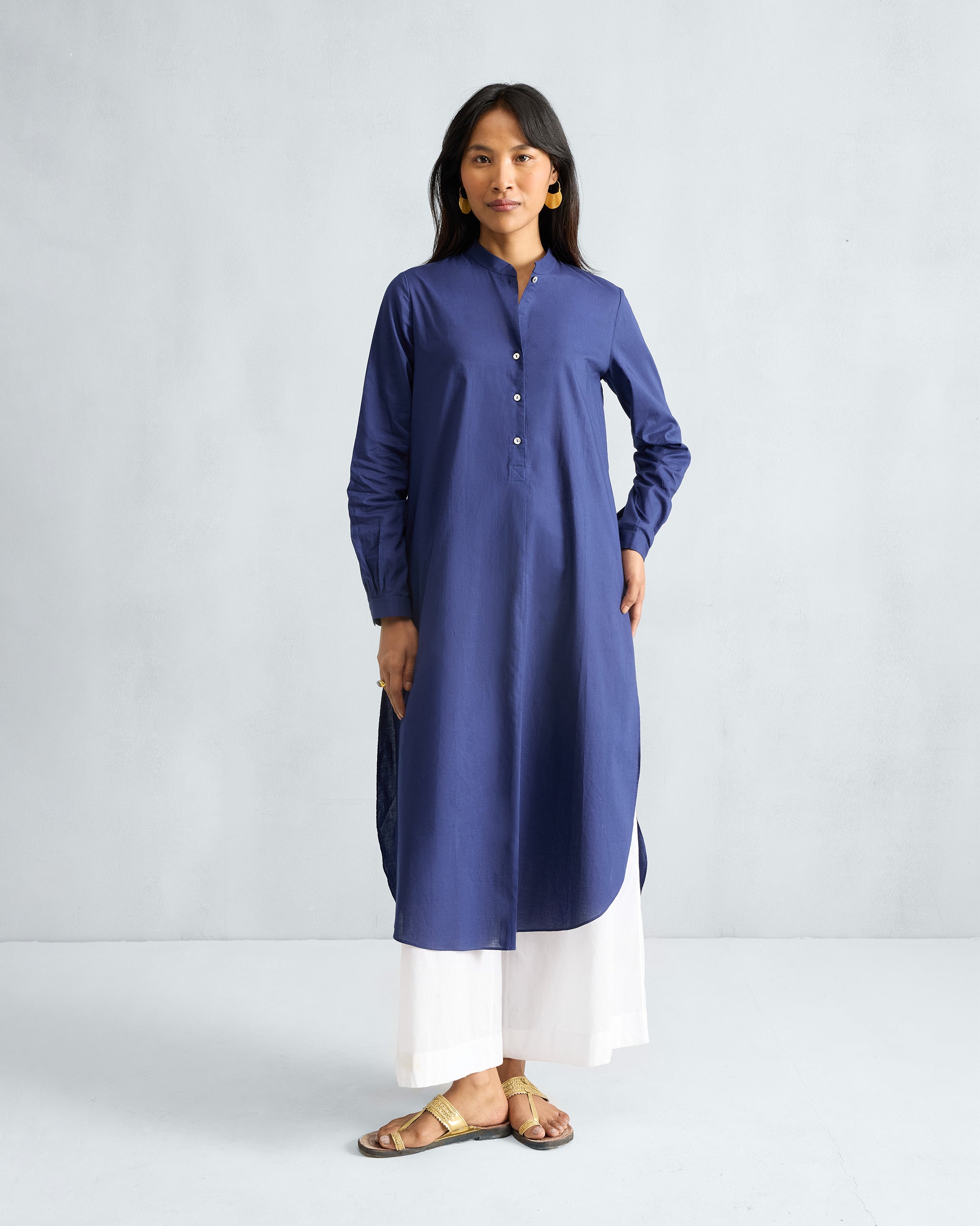 Basic Long Kurta - Ink Blue