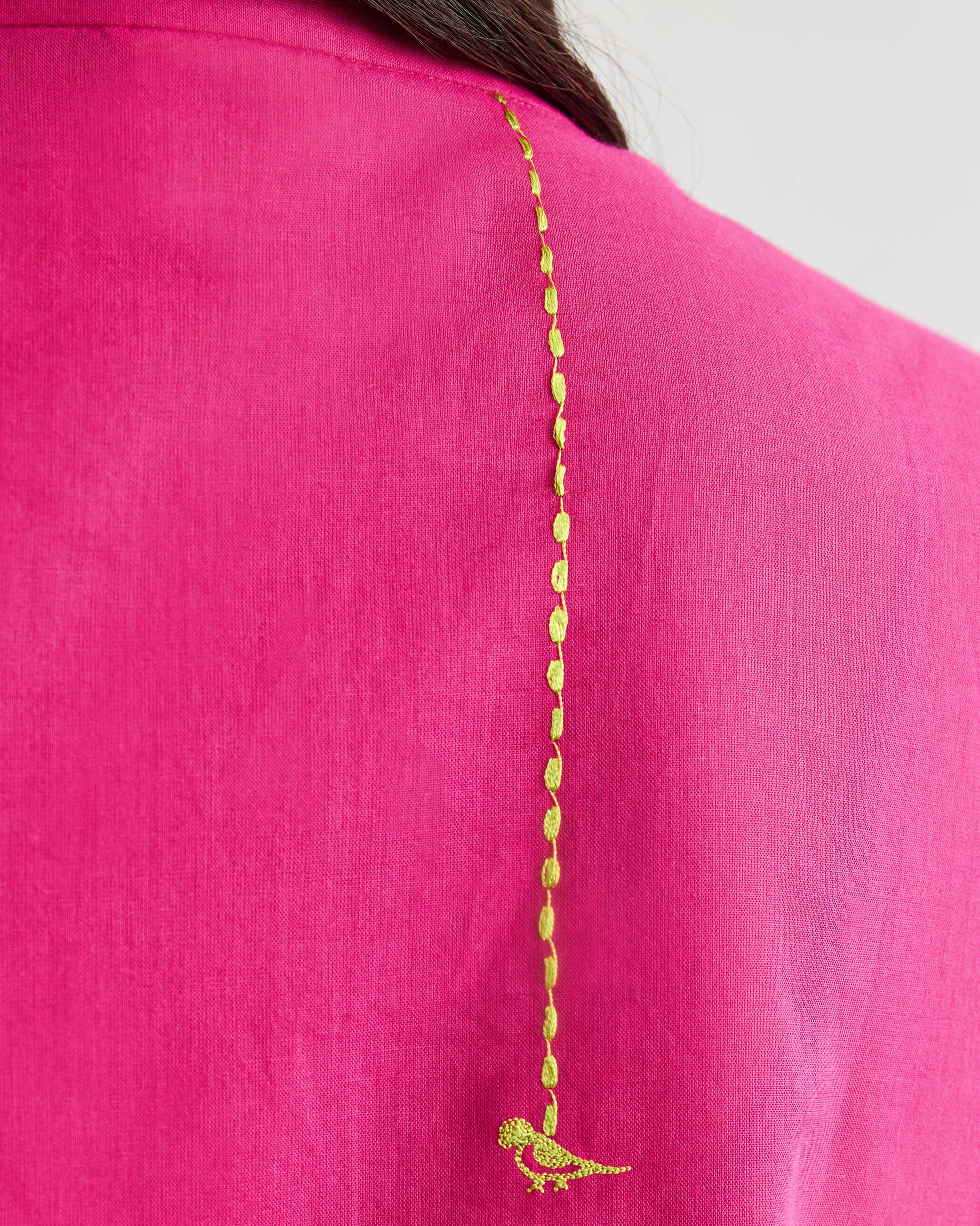 Basic Long Kurta - Fuchsia