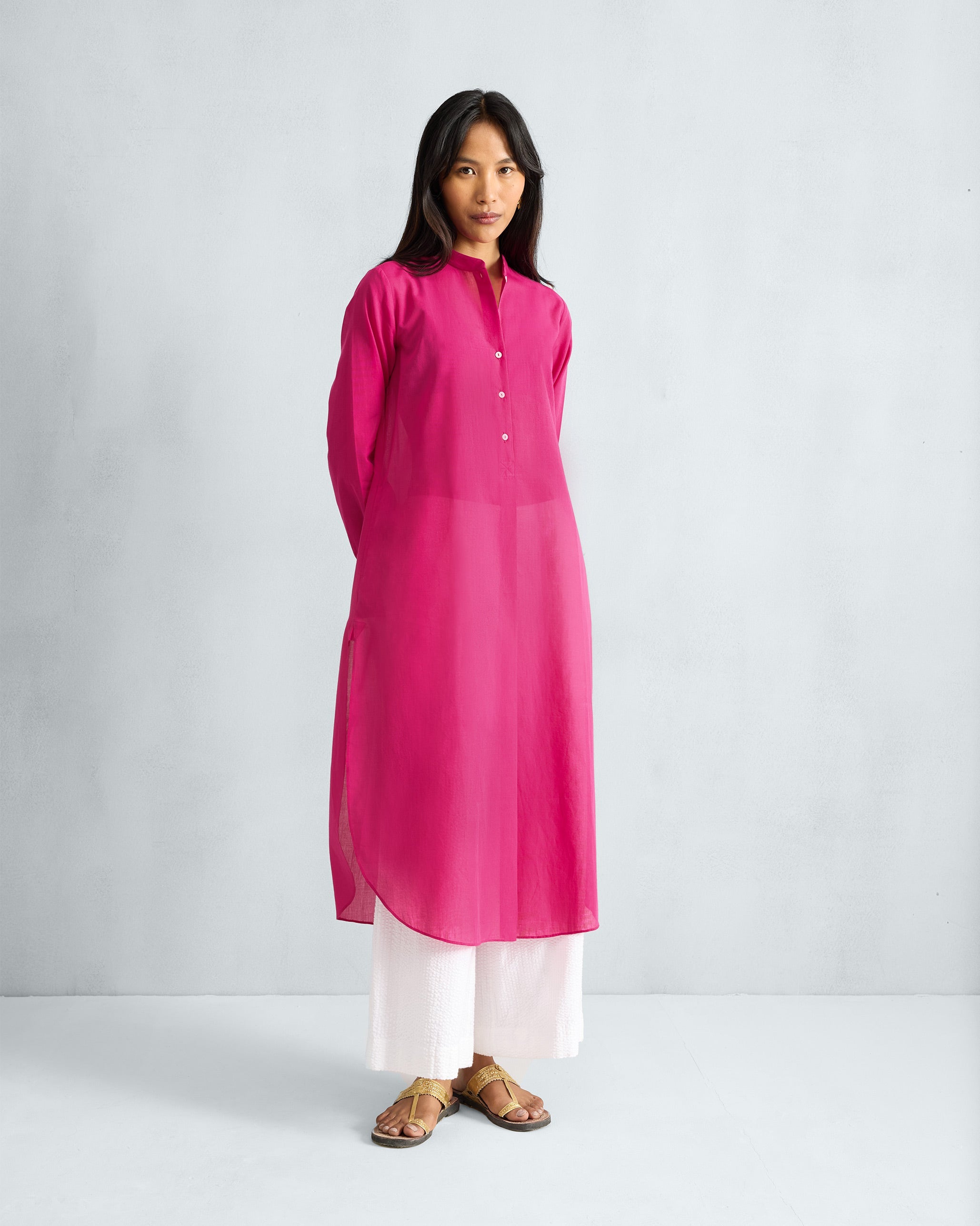 Basic Long Kurta - Fuchsia