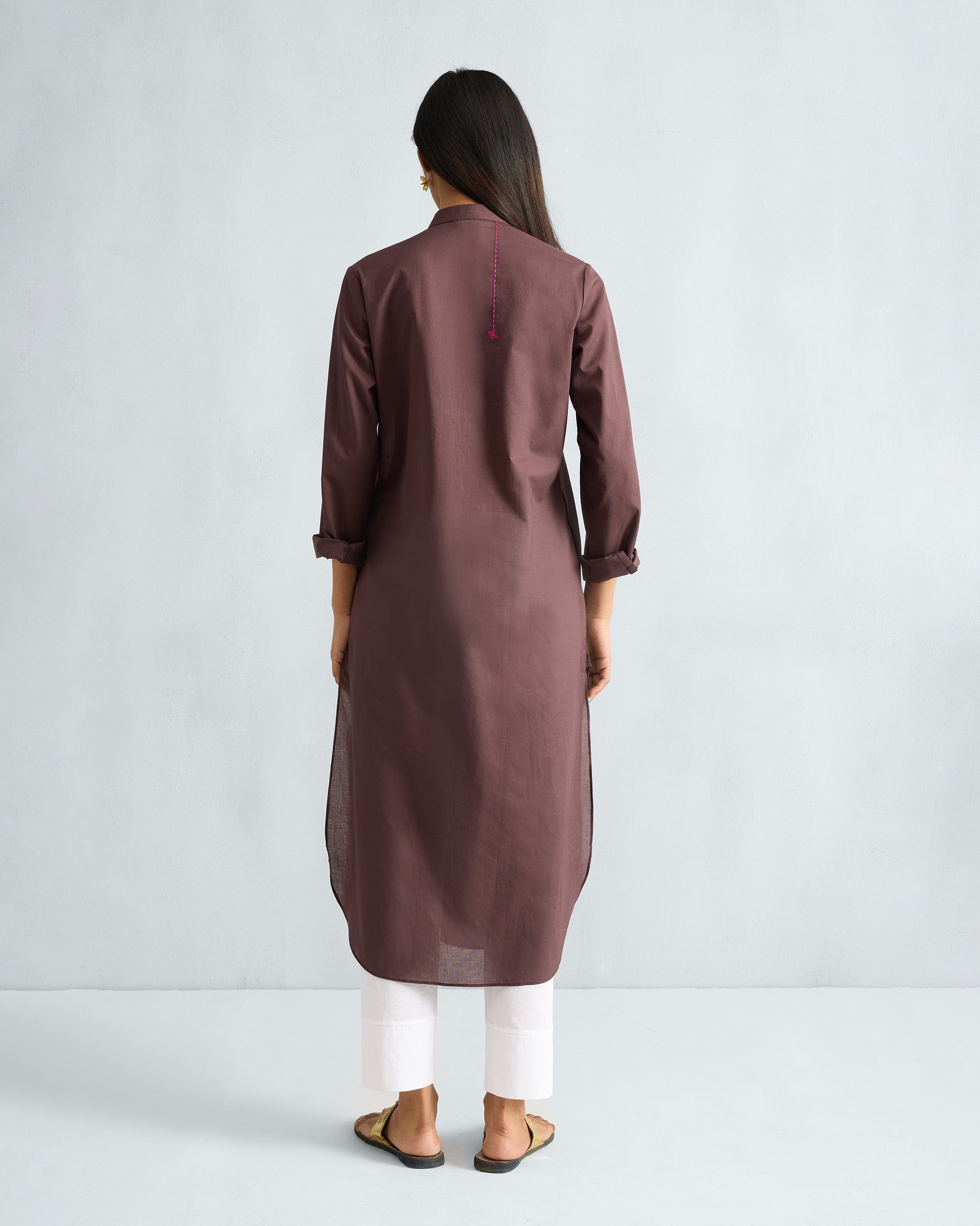 Basic Long Kurta - Chocolate Plum