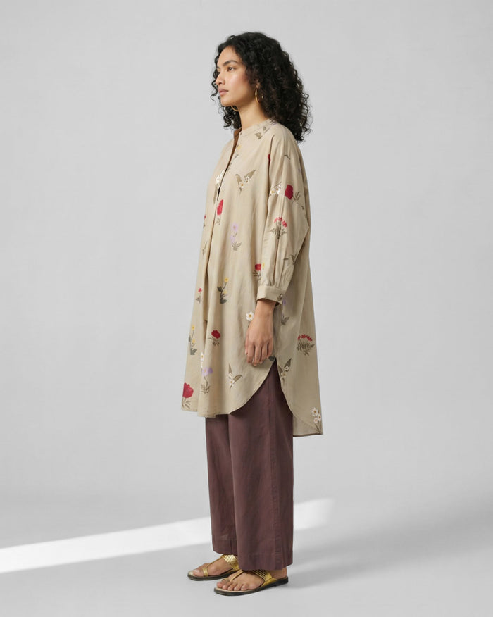 Lazy Sunday Tunic - Beige Printed