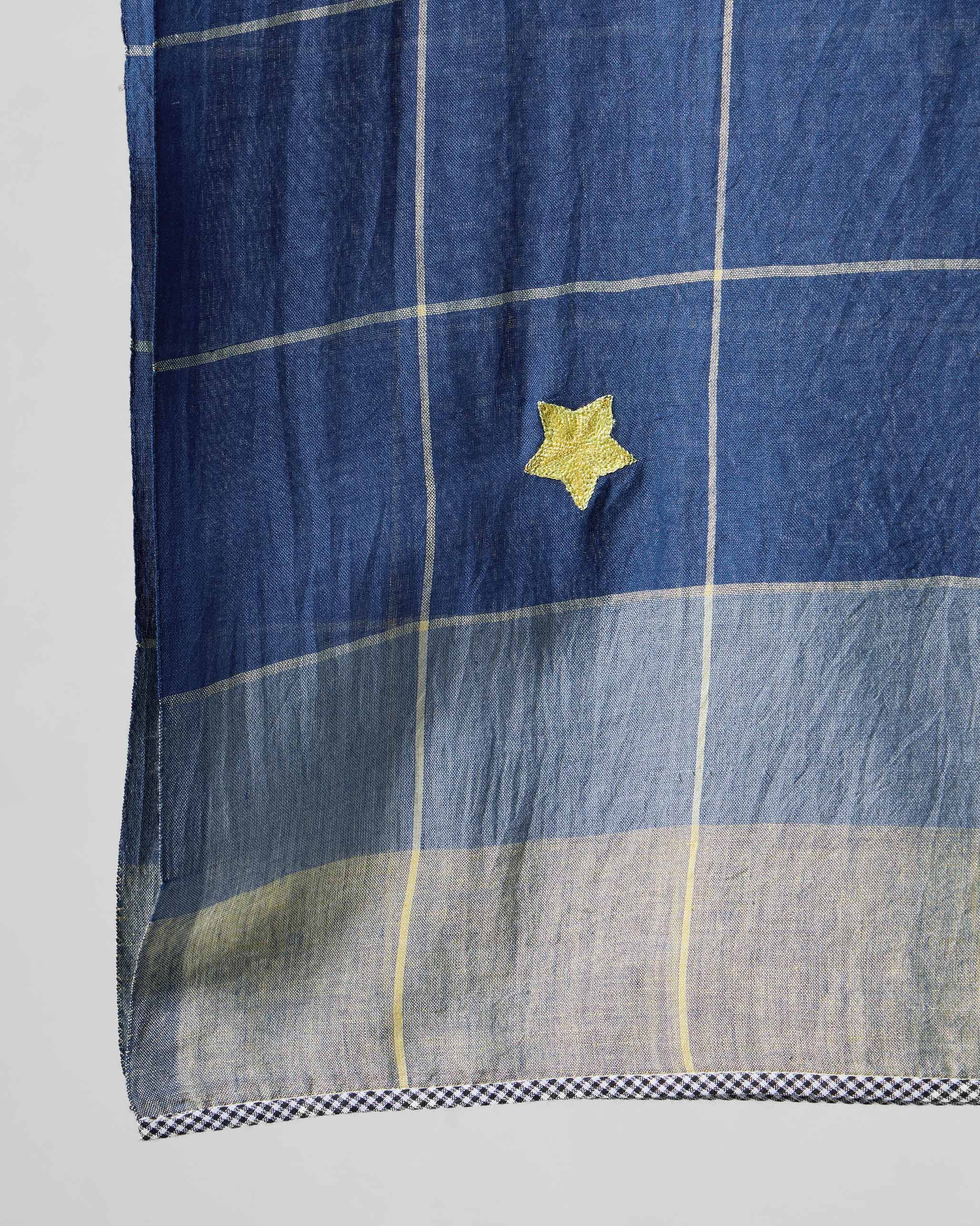 Windowpane Checks Scarf - Dark Blue