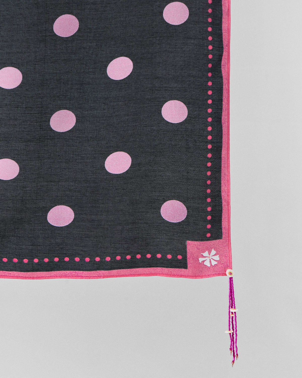 Polka Stamp Scarf - Charcoal & Pink