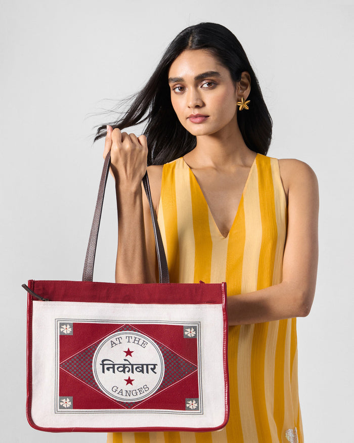 Ganges Tote - Ivory & Red