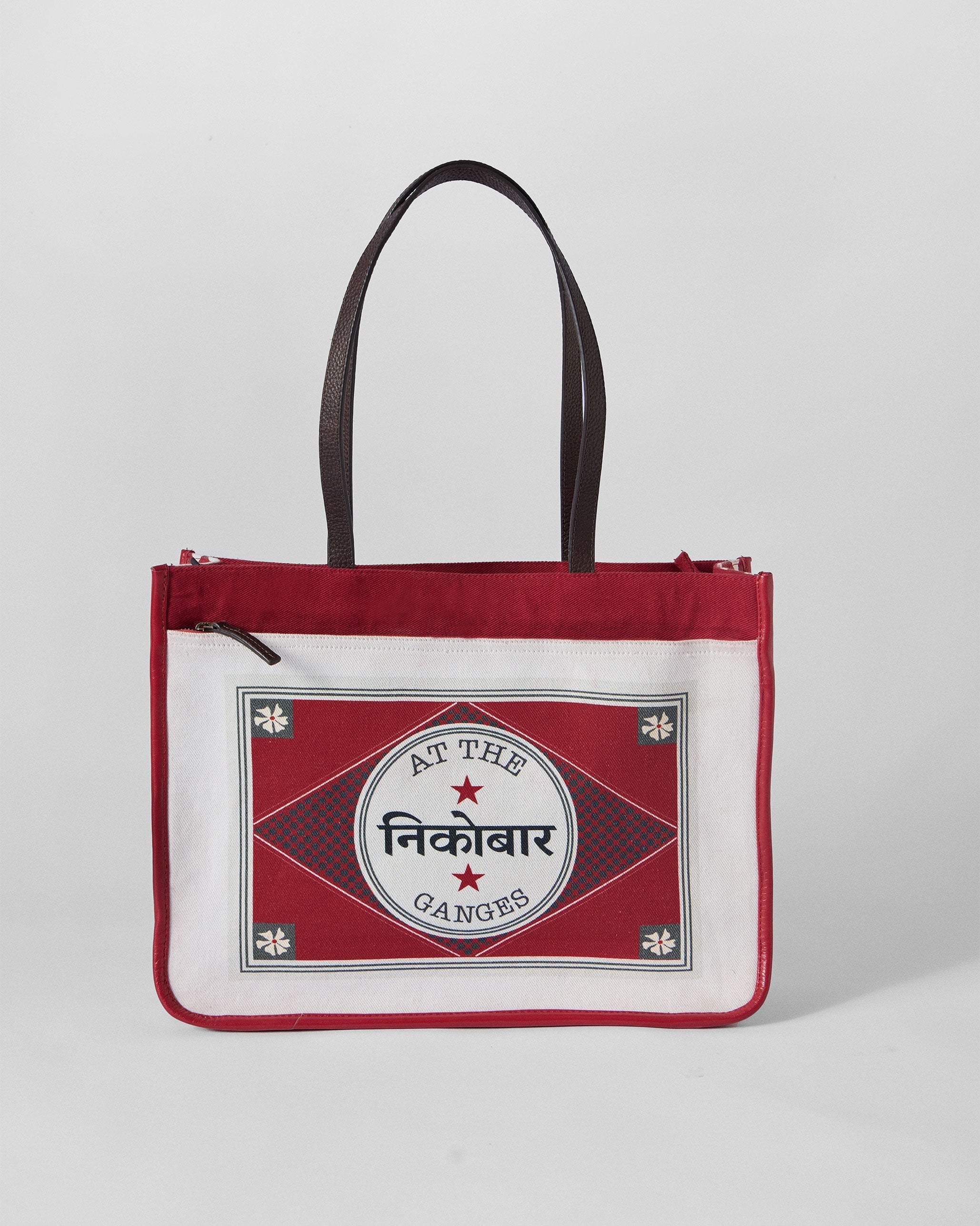 Ganges Tote - Ivory & Red