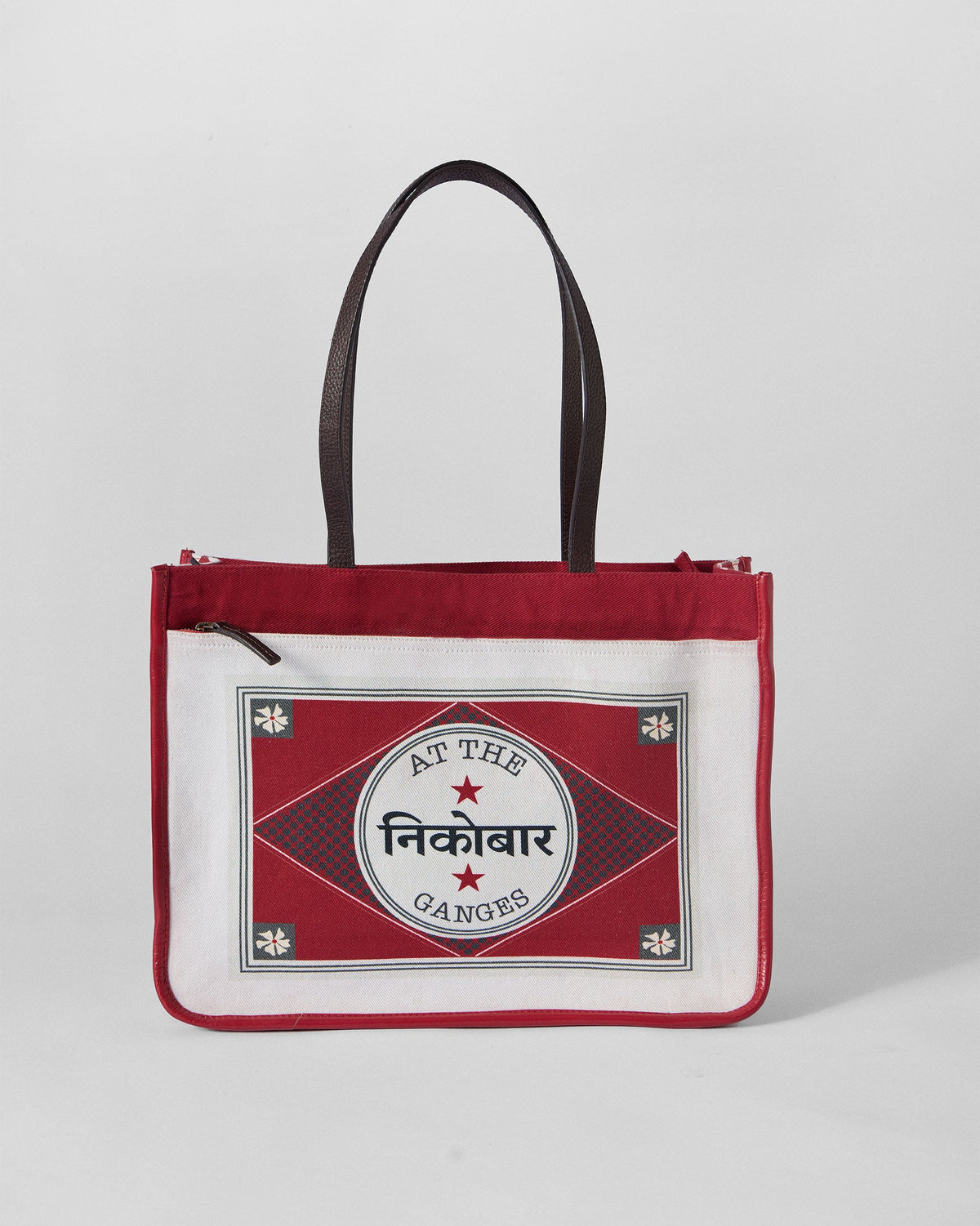 Ganges Tote - Ivory & Red