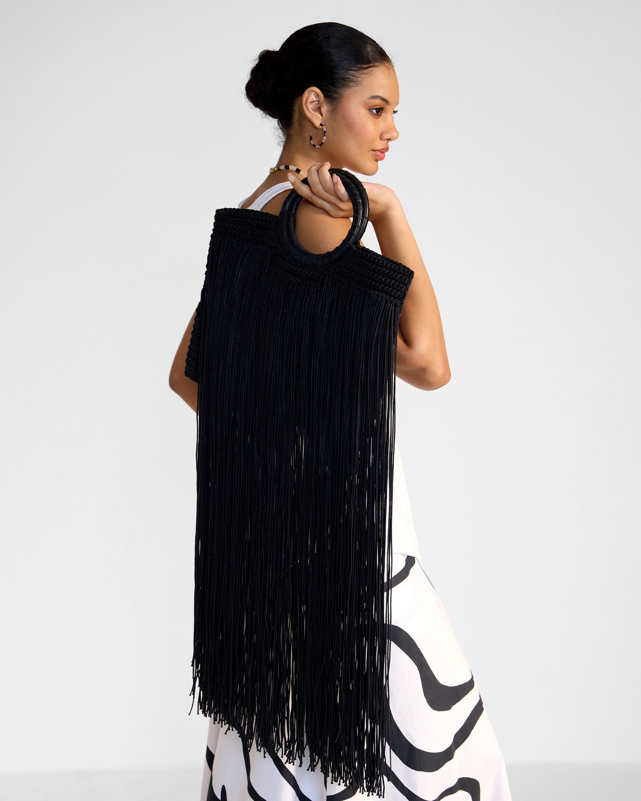 Braided Fringe Bag - Black