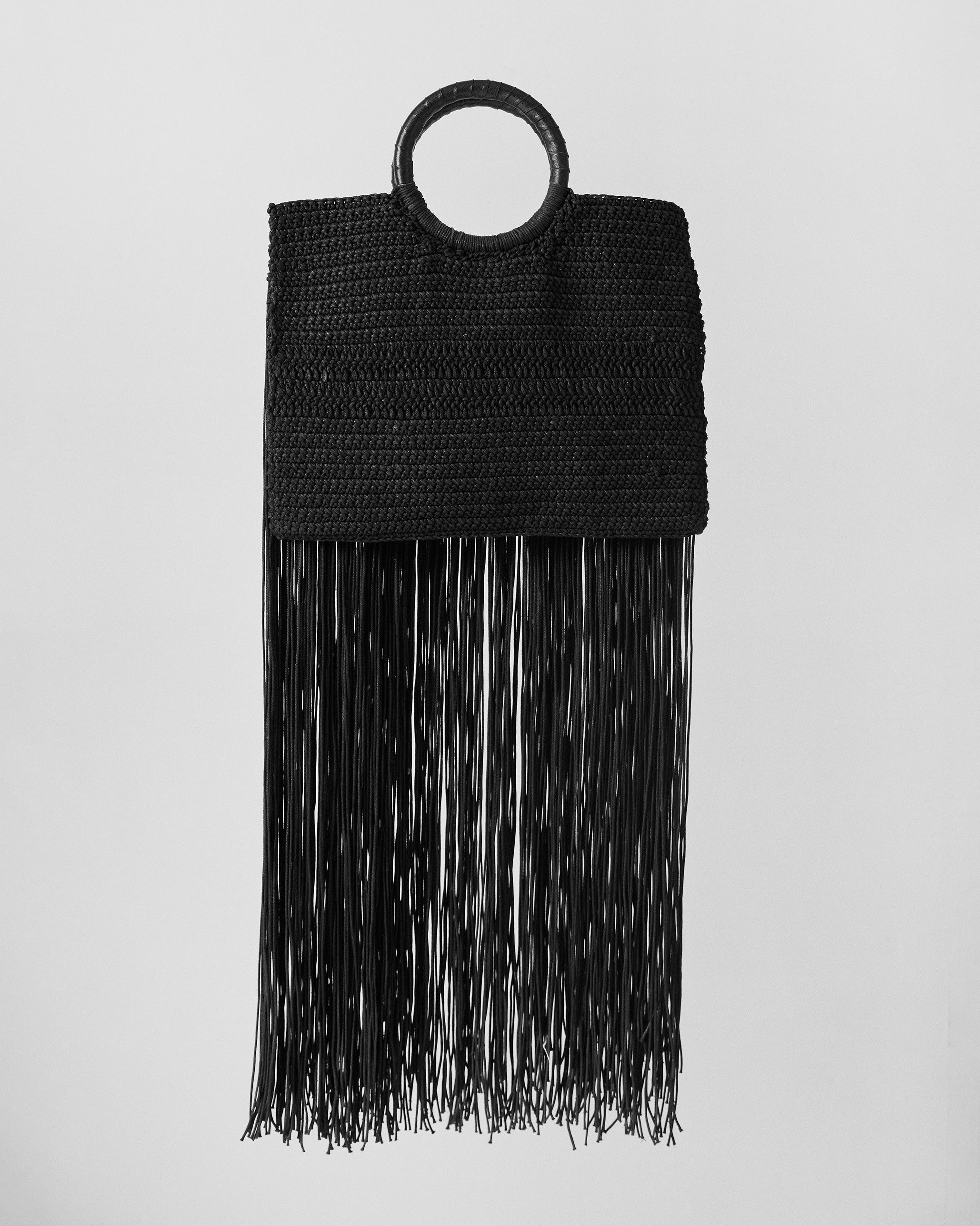 Braided Fringe Bag - Black