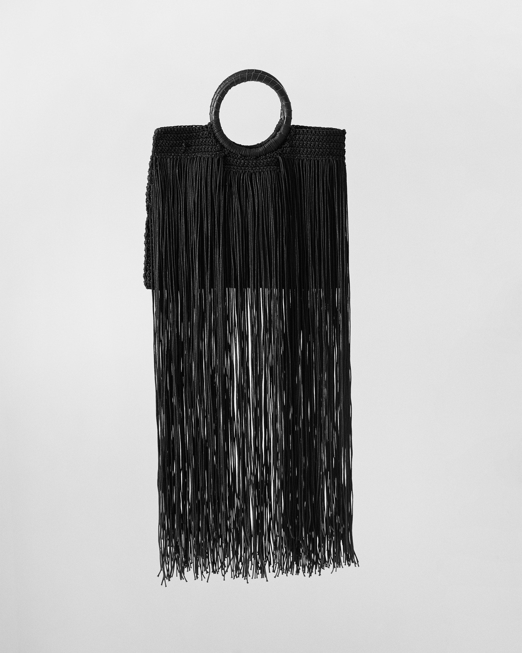 Braided Fringe Bag - Black
