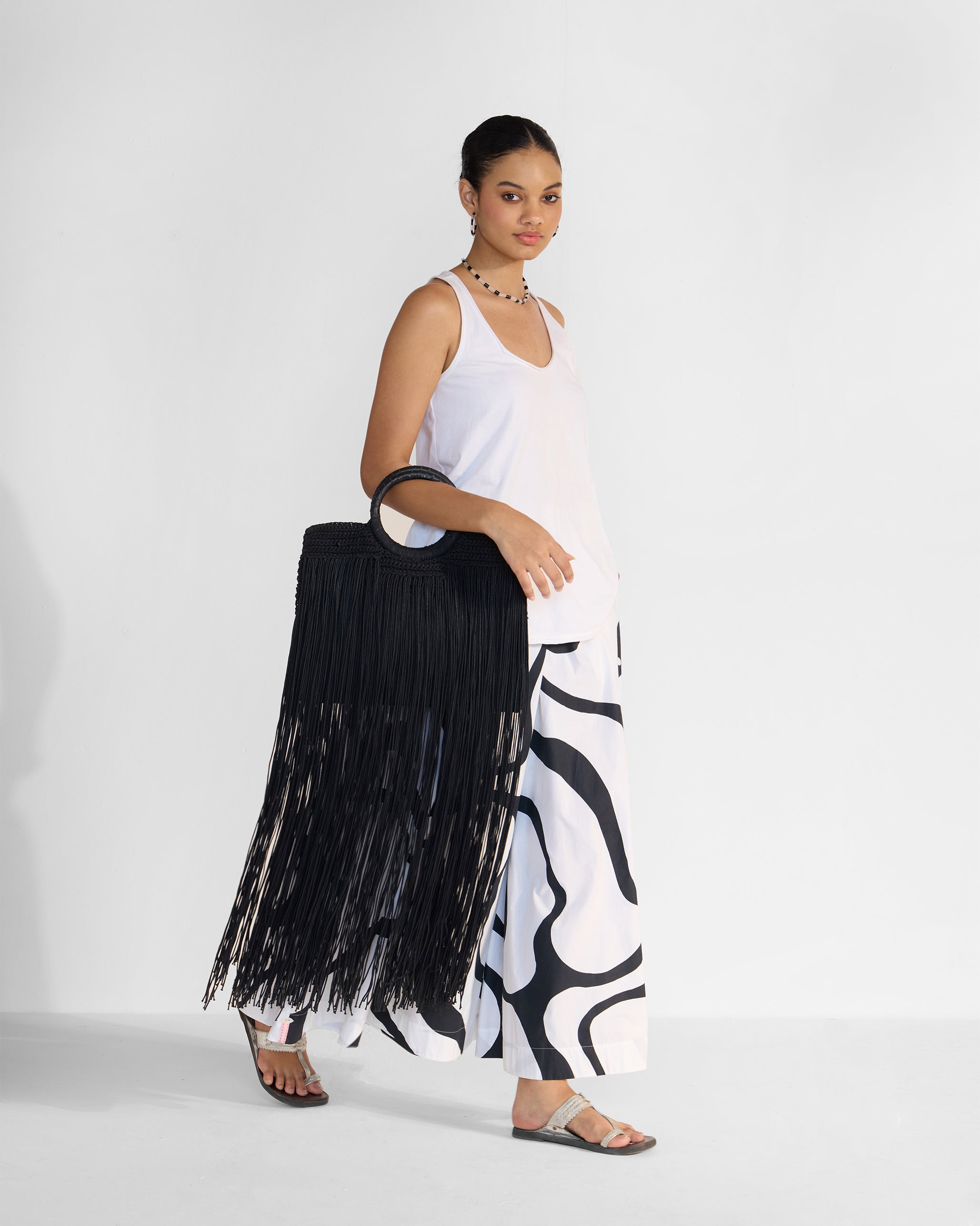 Braided Fringe Bag - Black