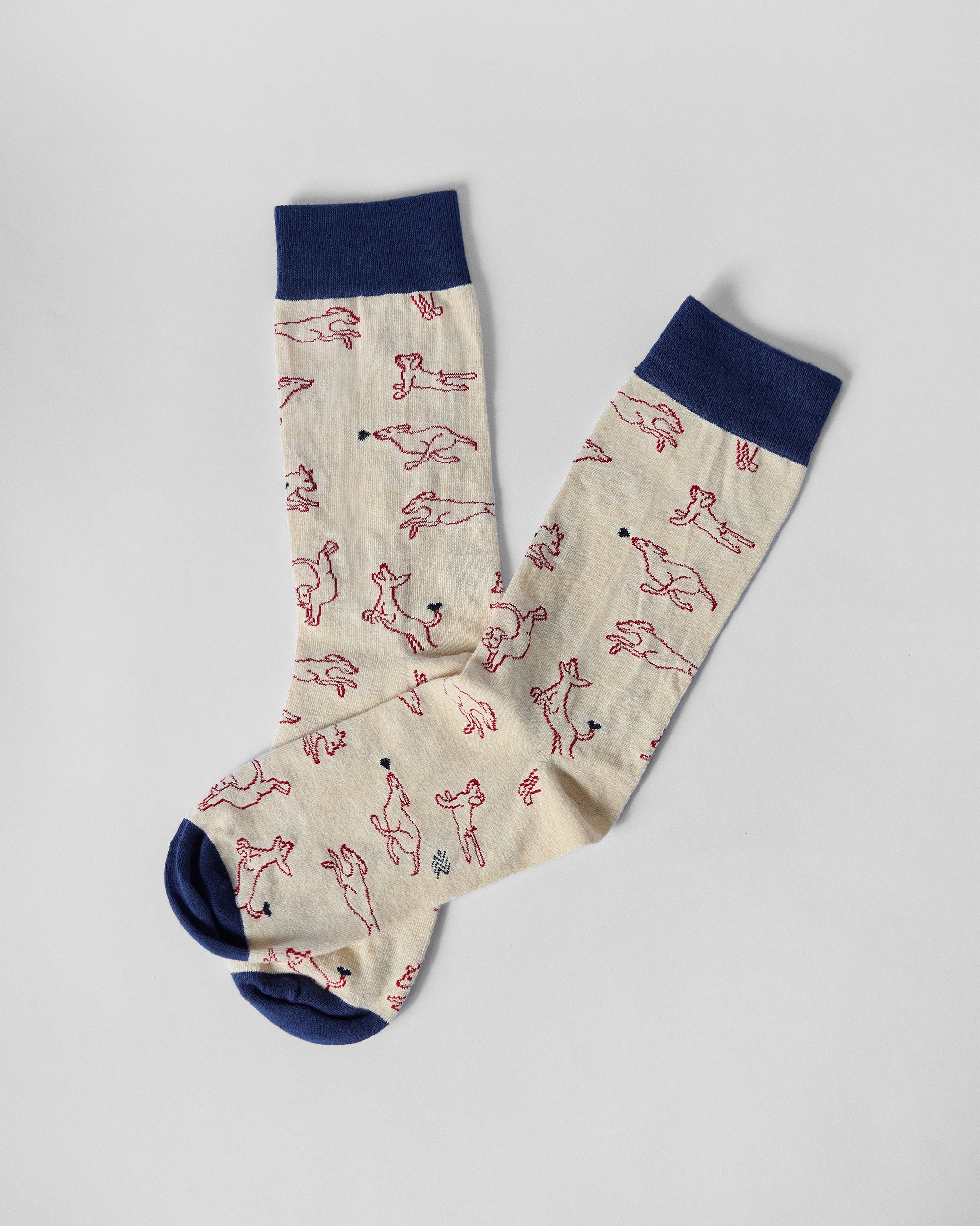 Pesky Pups Socks - Ivory & Red