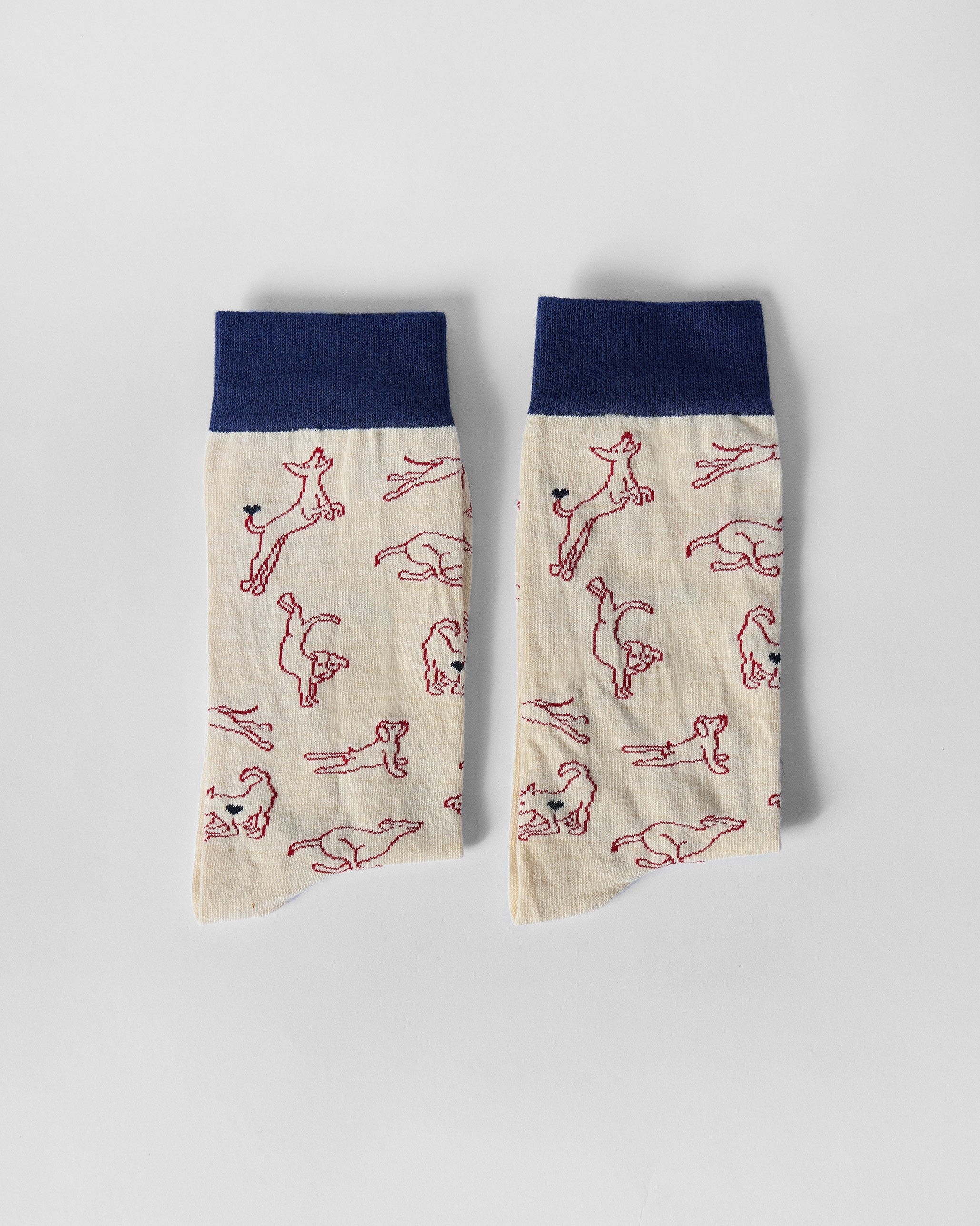 Pesky Pups Socks - Ivory & Red