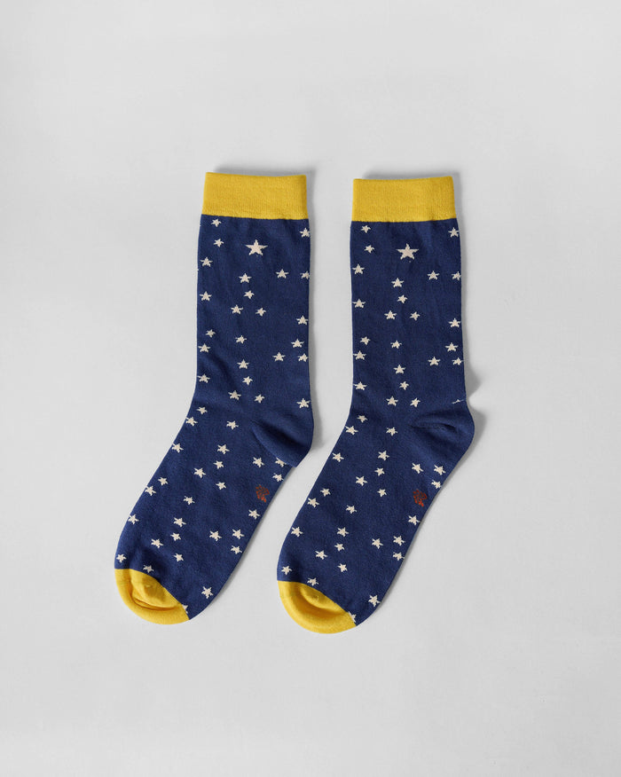 Starry Socks - Navy & Yellow
