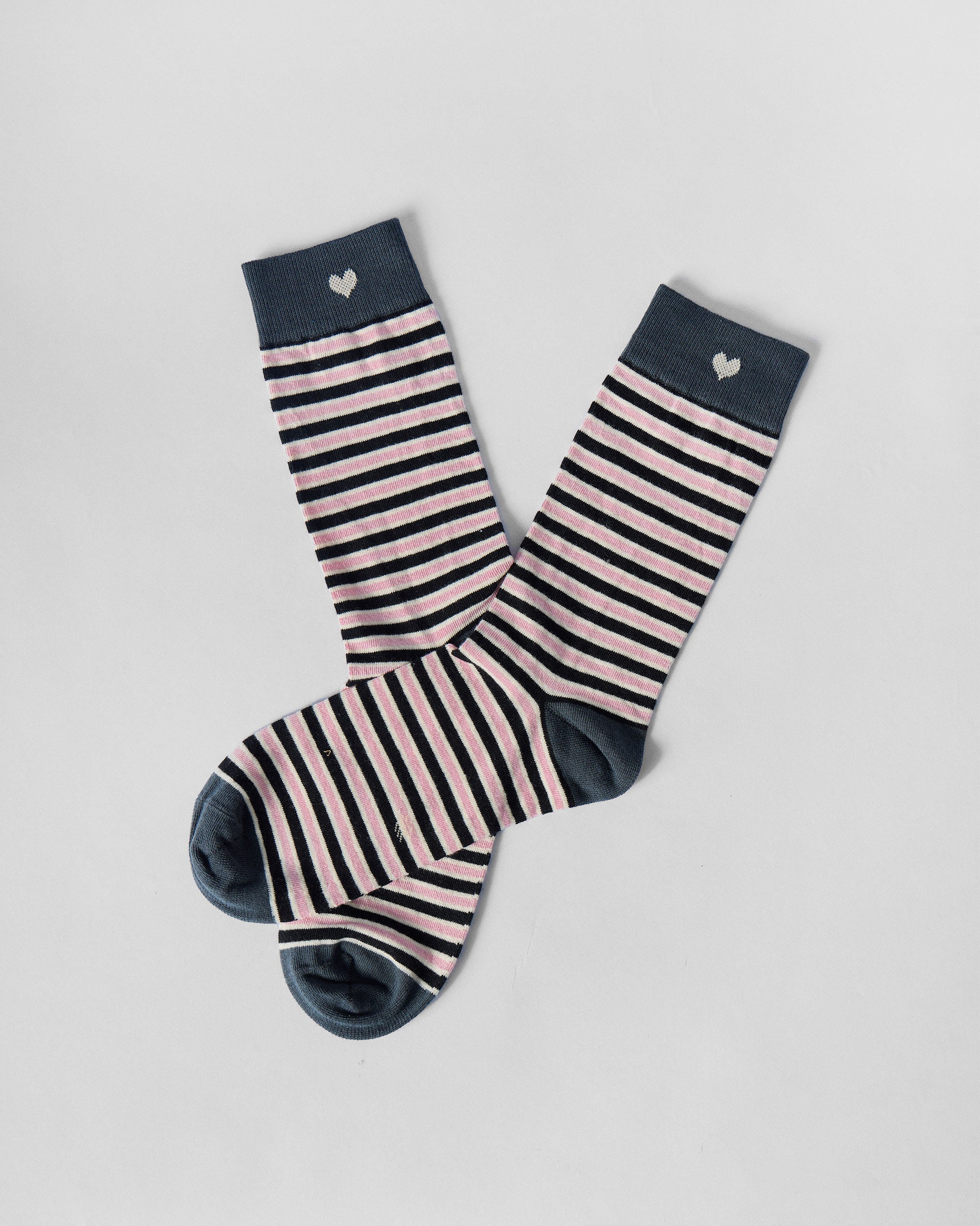 Candy Stripe Socks - Charcoal & Light Pink