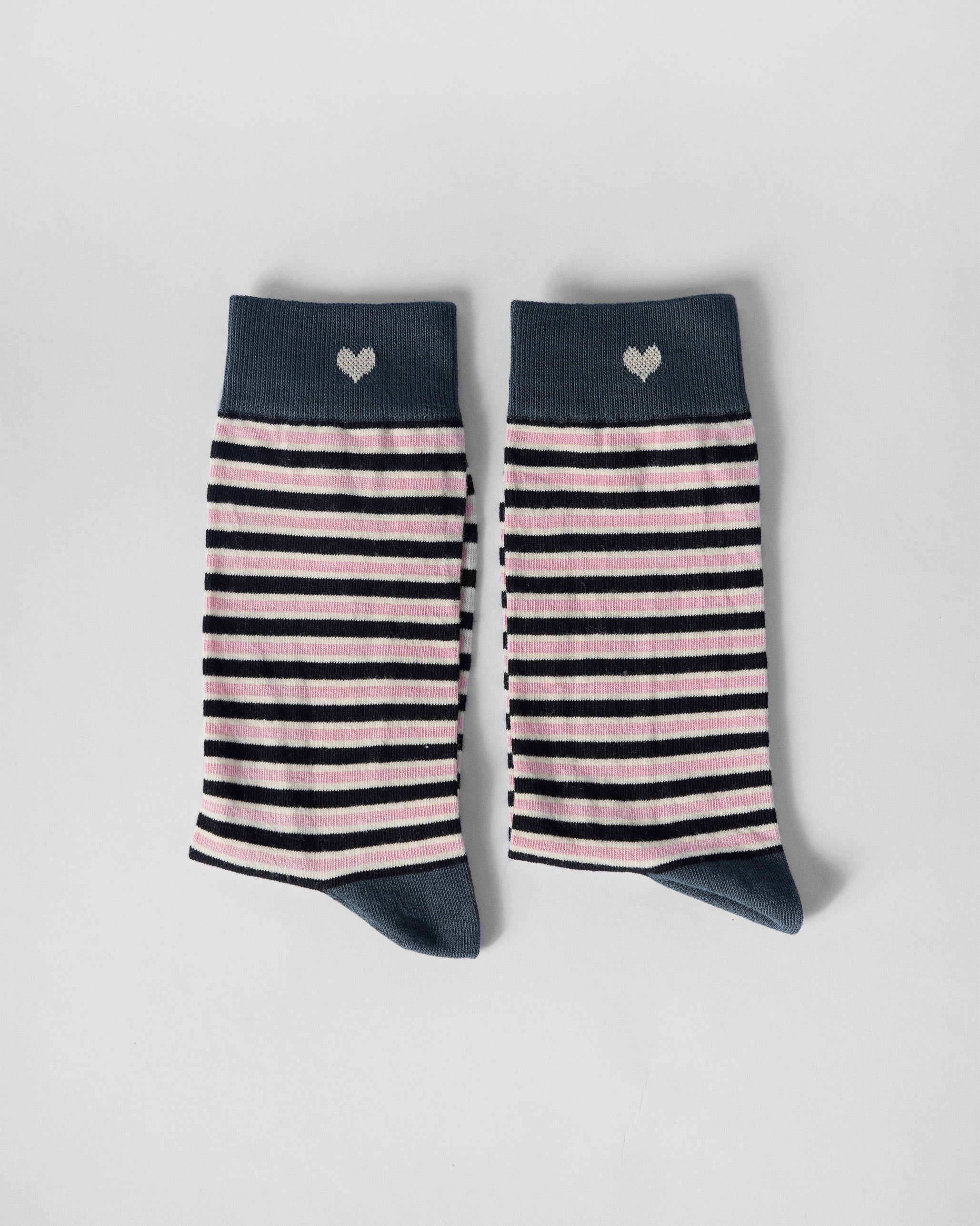Candy Stripe Socks - Charcoal & Light Pink